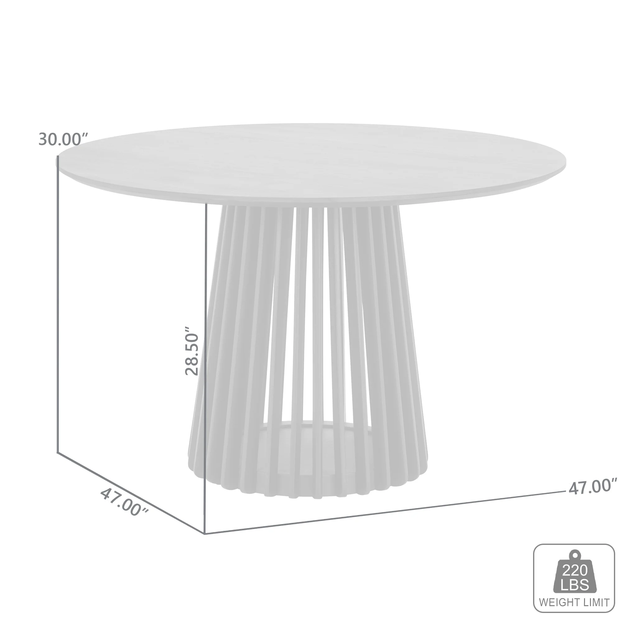Pasadena 47" Wood Round Dining Table in Black Oak Finish By Armen Living - Image 8