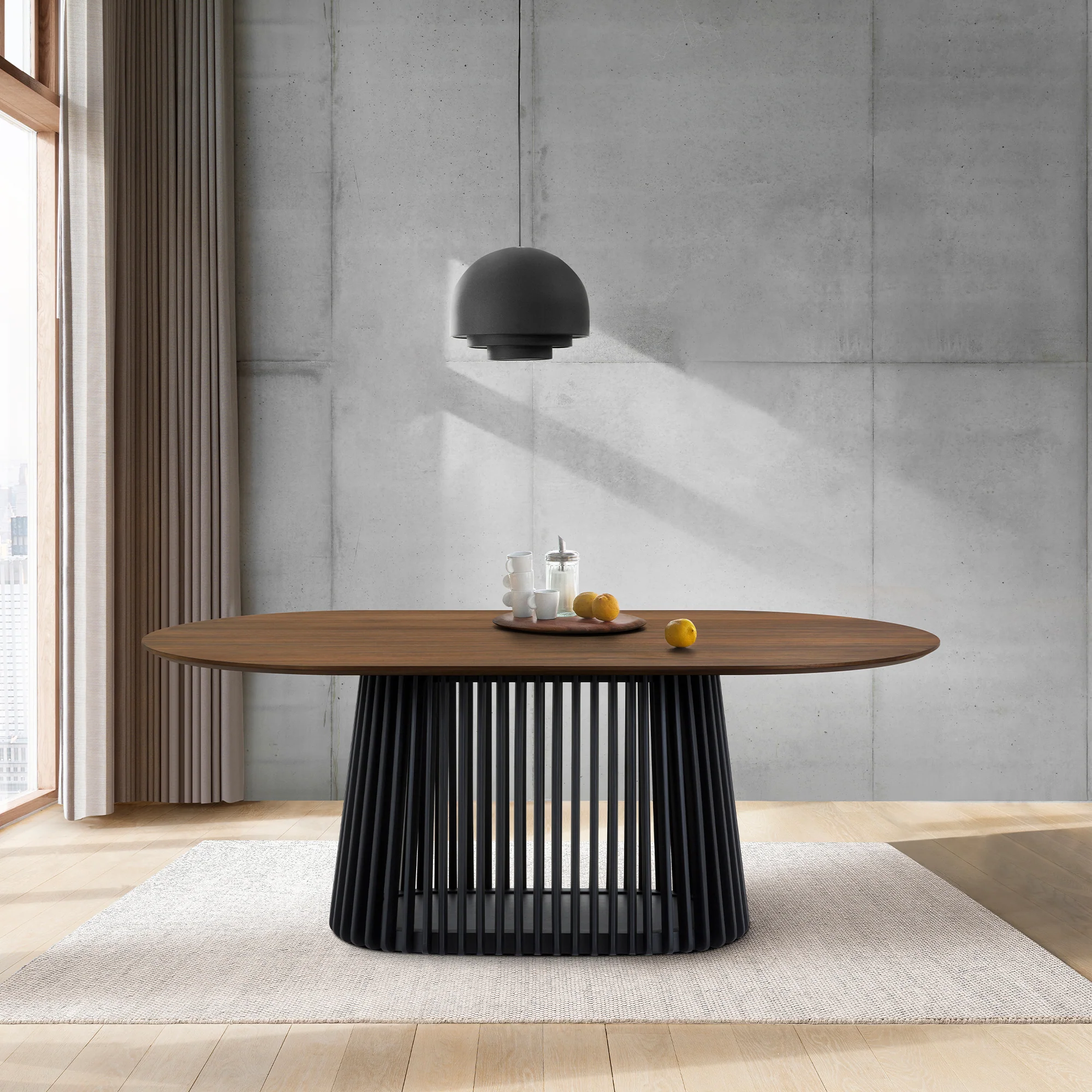 Pasadena 79" Wood Oval Dining Table in Black Oak Finish By Armen Living - Image 10