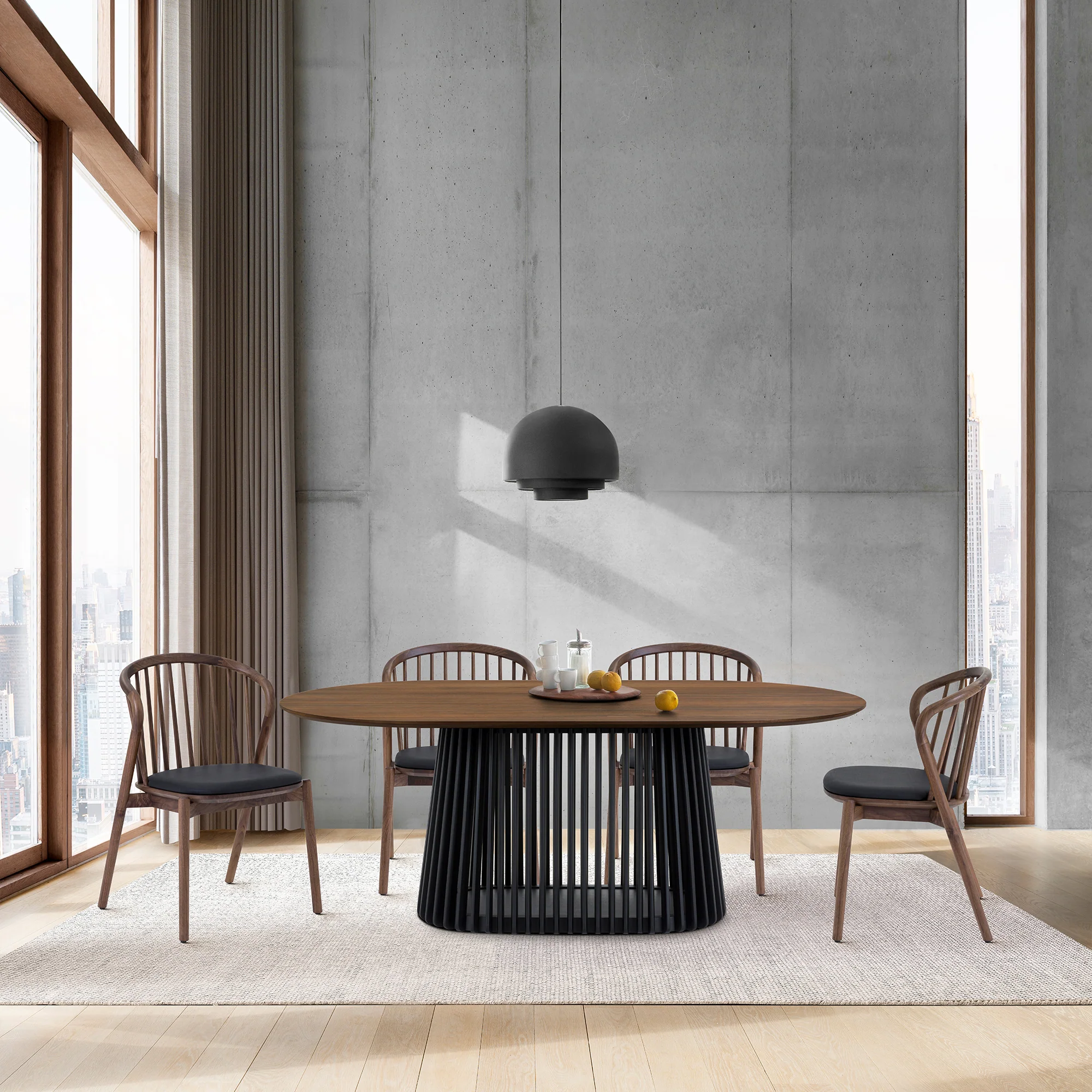 Pasadena 79" Wood Oval Dining Table in Black Oak Finish By Armen Living - Image 11