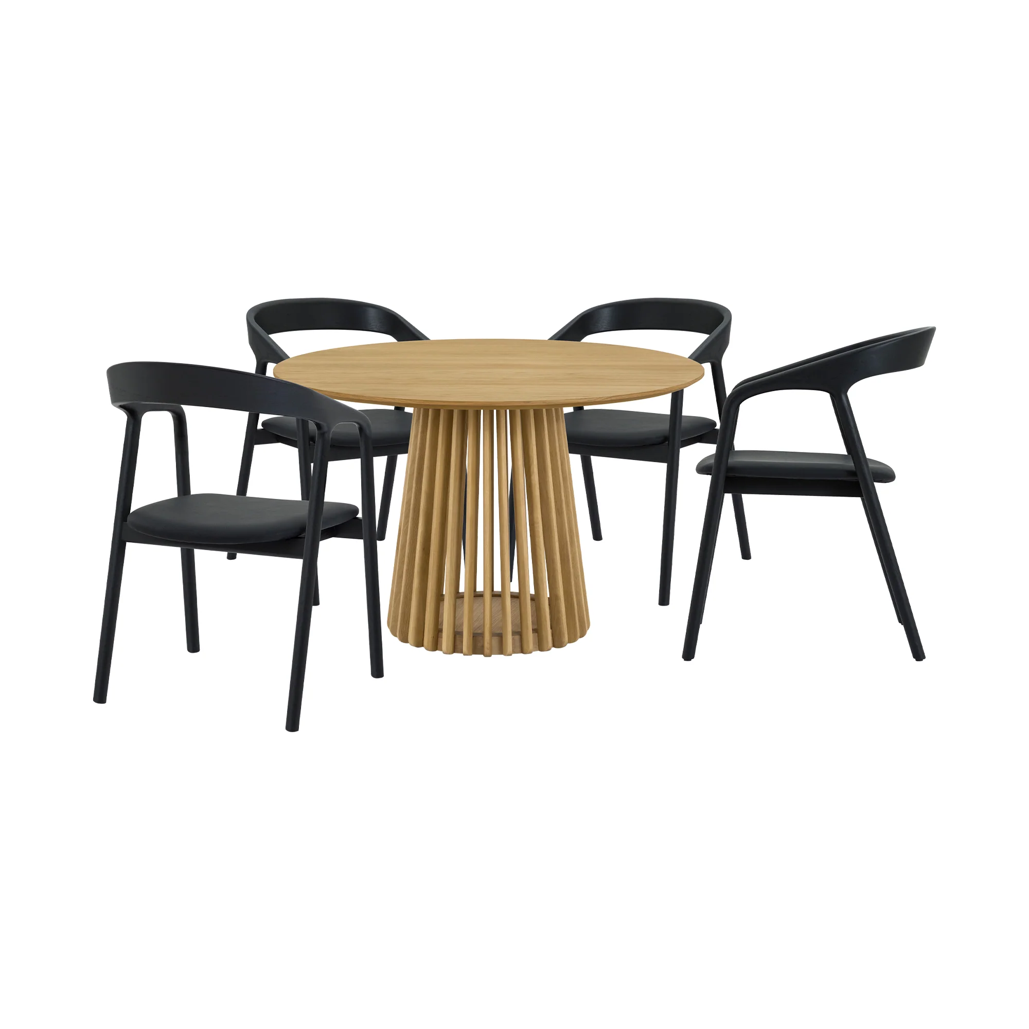 Pasadena Apache 5 Piece Round Dining Set in Natural and Black Oak Finish By Armen Living - Image 2