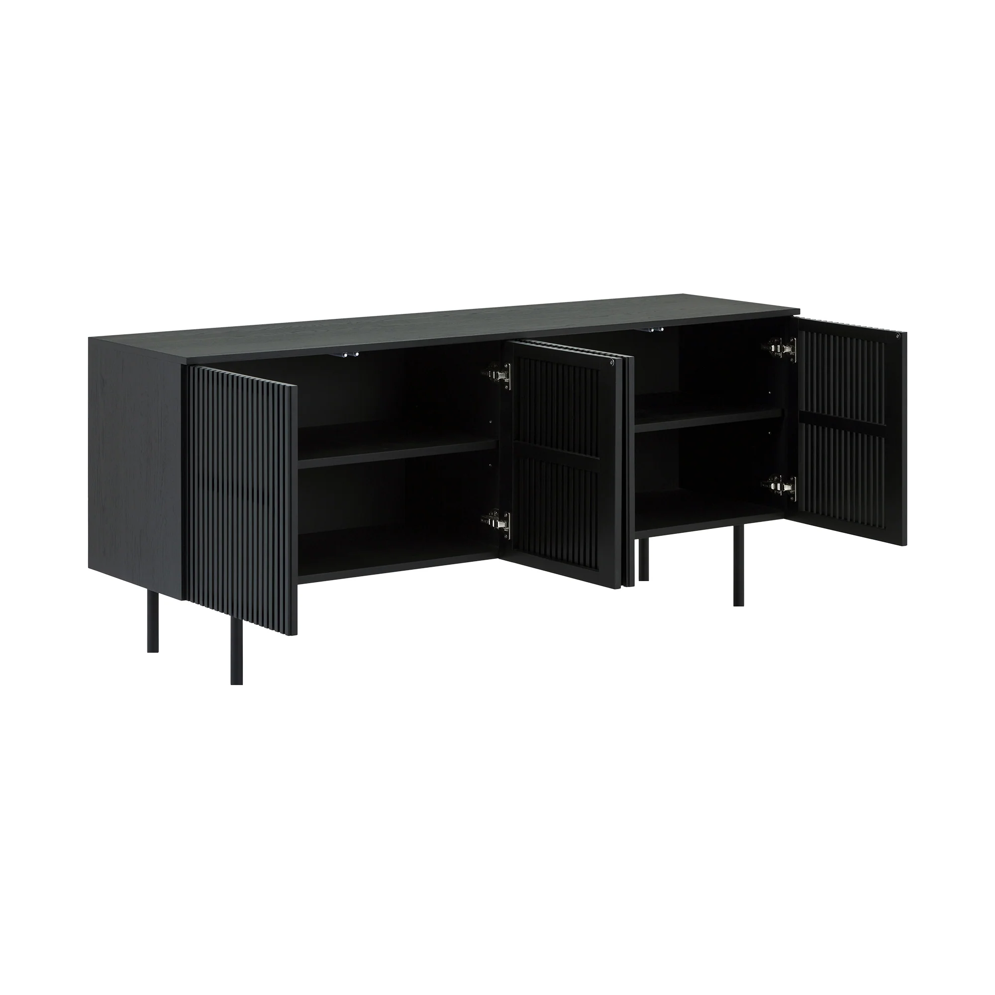 Pasadena Apache 6 Piece Oval Dining Set with Buffet in Black Oak Finish with Faux Leather By Armen Living - Image 11