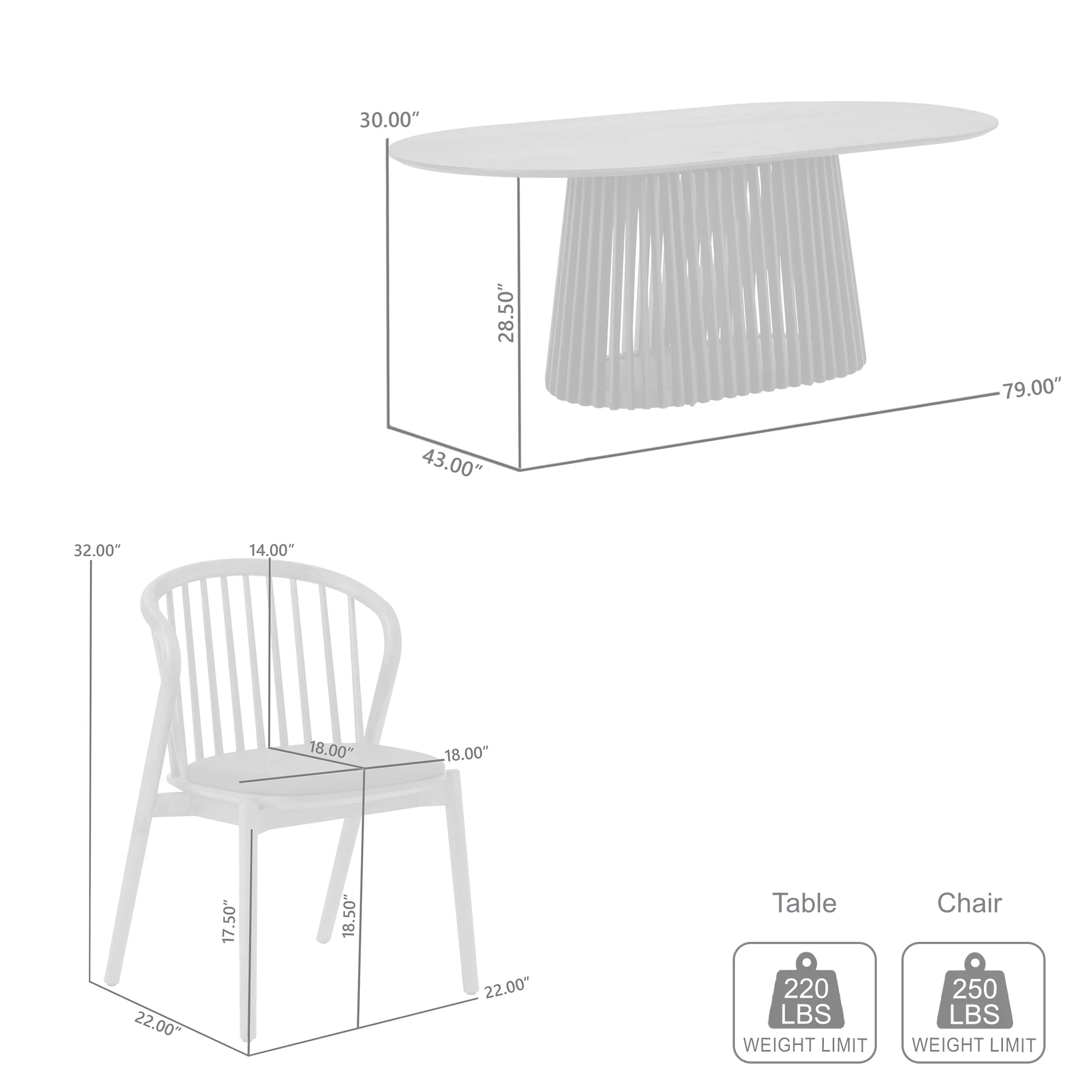 Pasadena Echo 5 Piece Oval Dining Set with Walnut and Black Finish Table and Walnut Finish Chairs By Armen Living - Image 10