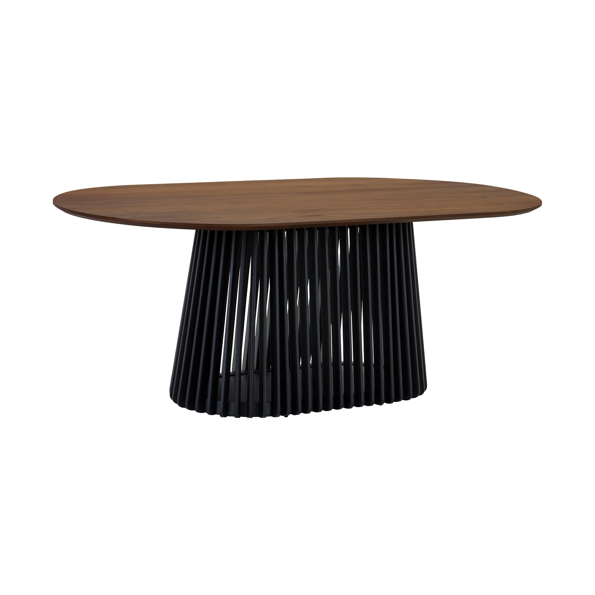 Pasadena Echo 5 Piece Oval Dining Set with Walnut and Black Finish Table and Walnut Finish Chairs By Armen Living - Image 5