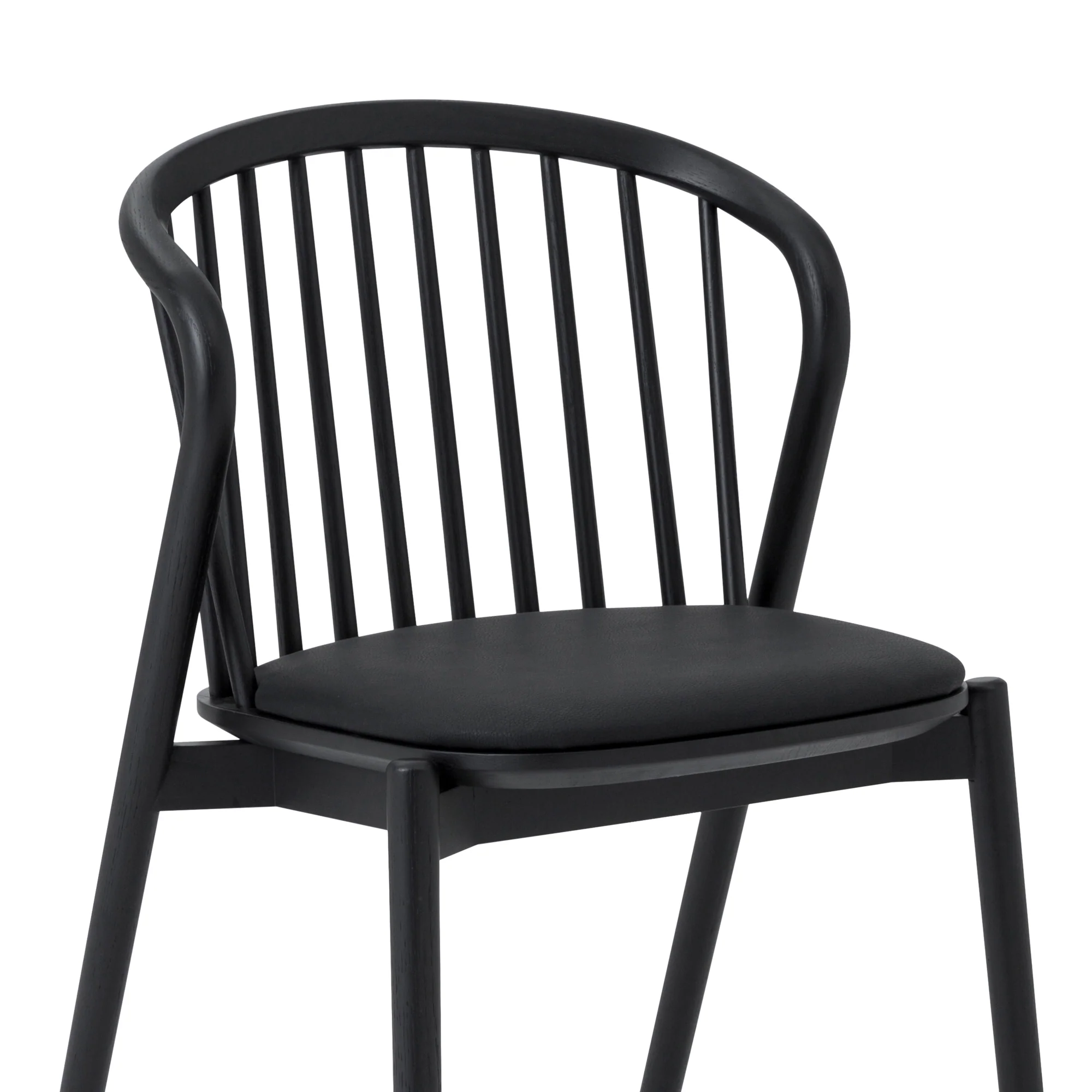 Pasadena Echo 5 Piece Round Dining Set in Black Oak Finish with Black Faux Leather By Armen Living - Image 6