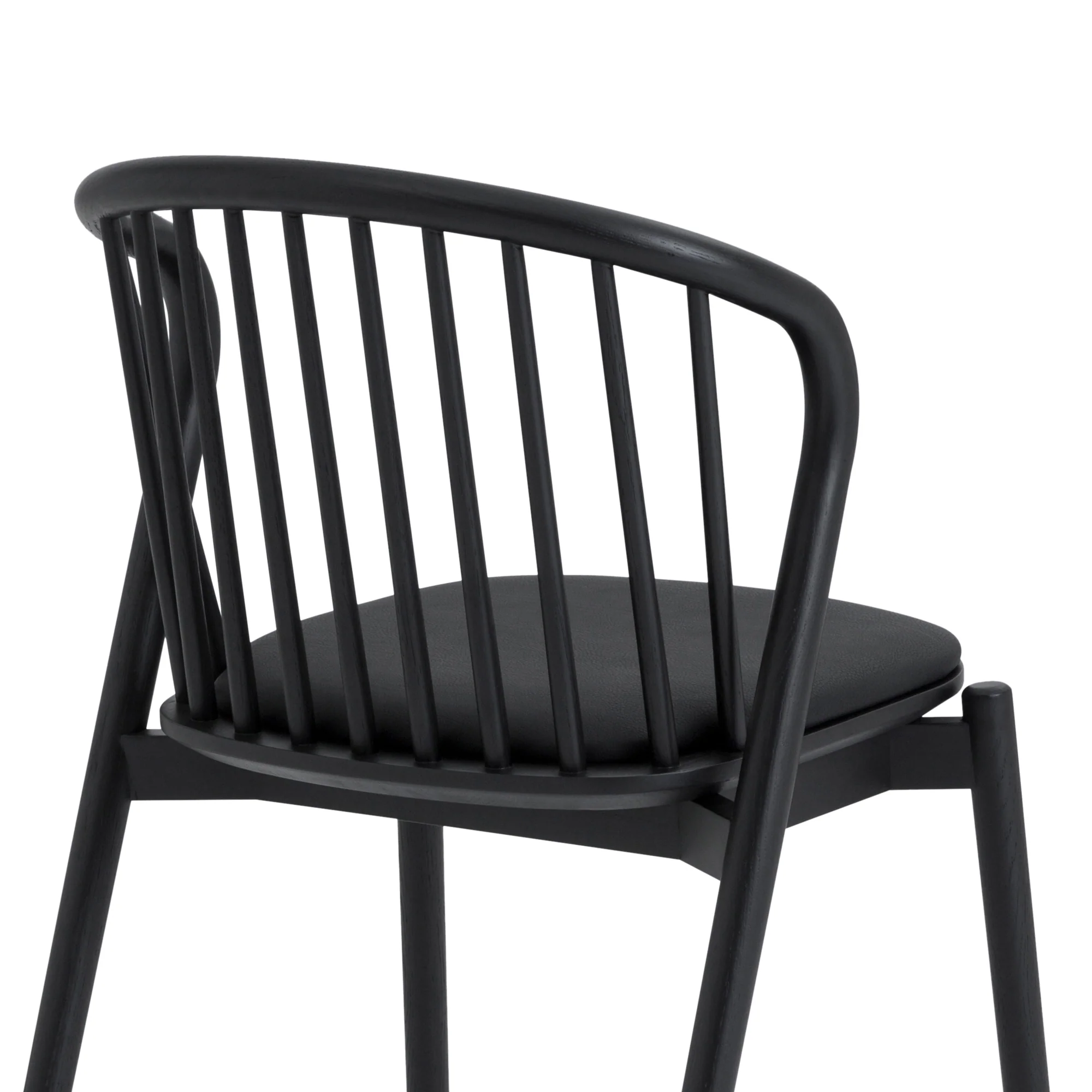 Pasadena Echo 5 Piece Round Dining Set in Black Oak Finish with Black Faux Leather By Armen Living - Image 7