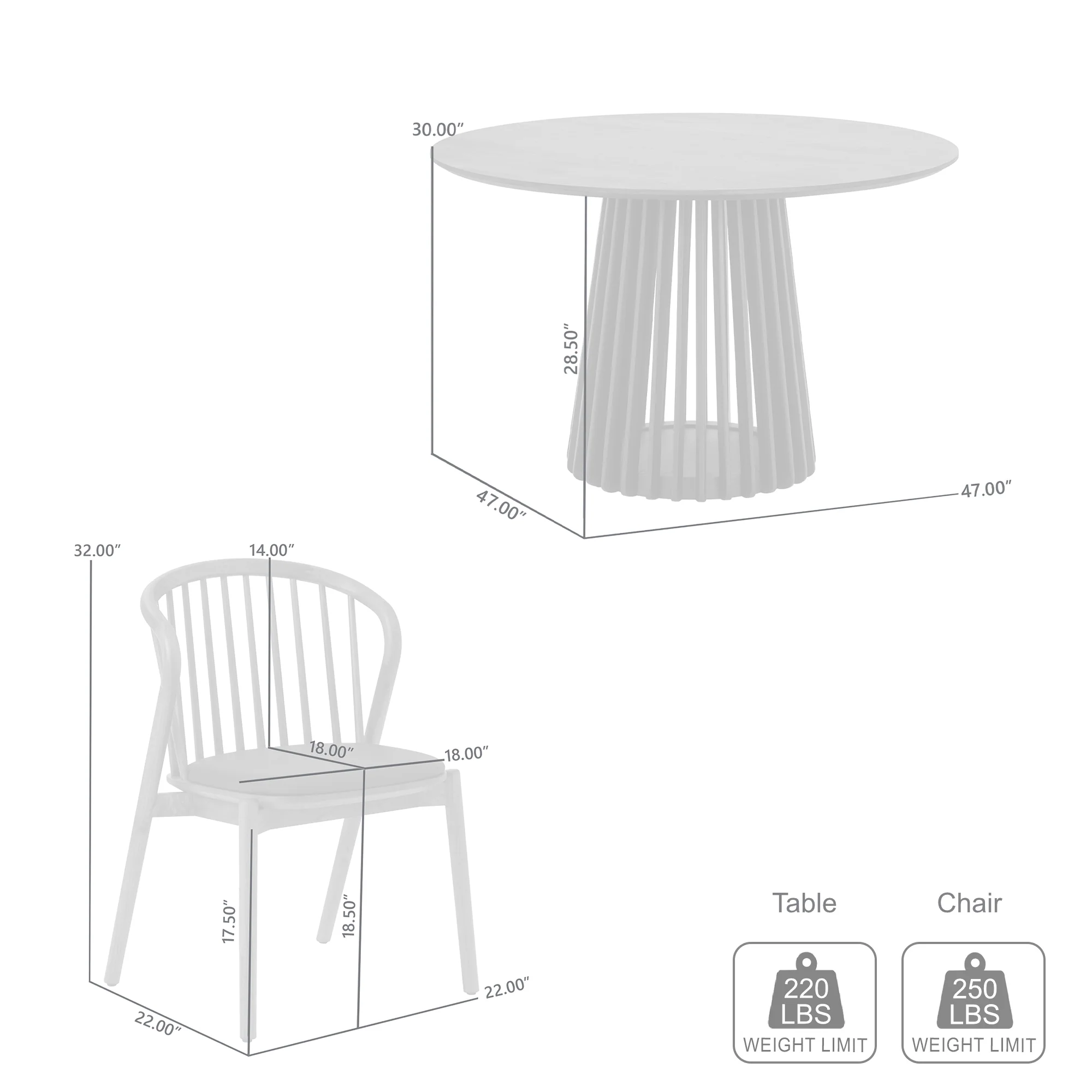 Pasadena Echo 5 Piece Round Dining Set with Walnut and Black Finish Table and Walnut Finish Chairs By Armen Living - Image 10