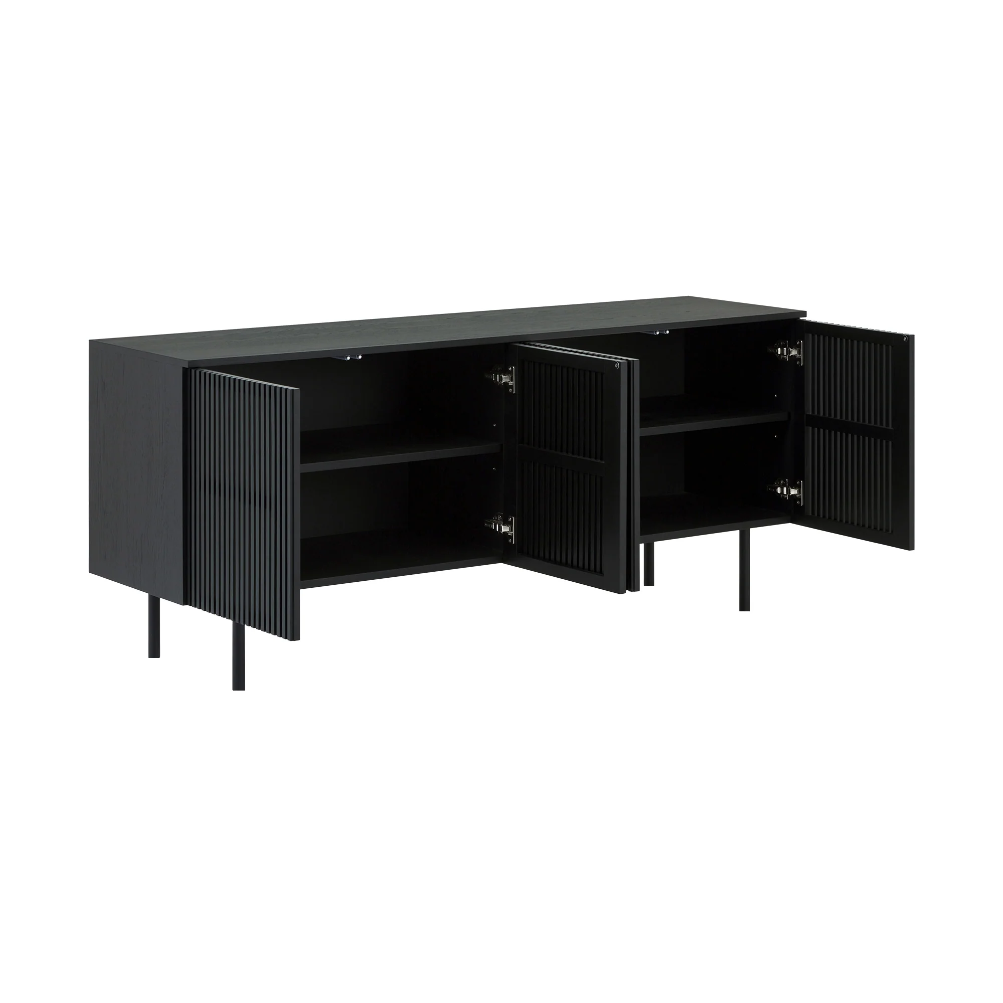 Pasadena Echo 6 Piece Round Dining Set with Buffet in Black Finish with Walnut Finish Table Top and Chairs By Armen Living - Image 7