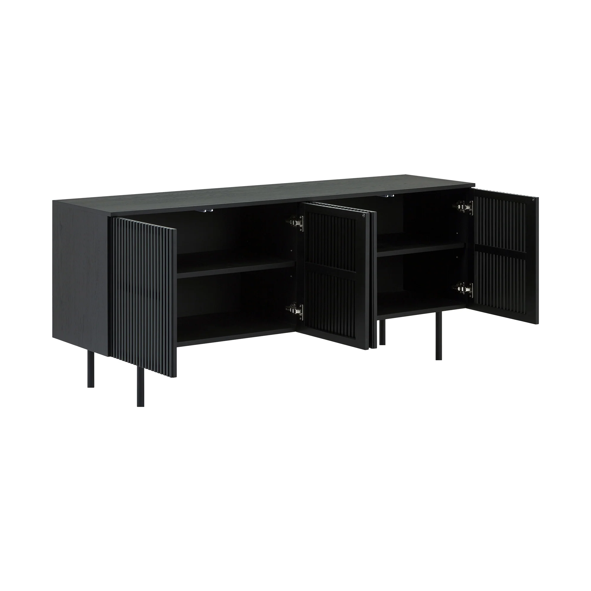 Pasadena Echo 6 Piece Round Dining Set with Buffet in Black Oak Finish and Walnut Finish Chairs By Armen Living - Image 7