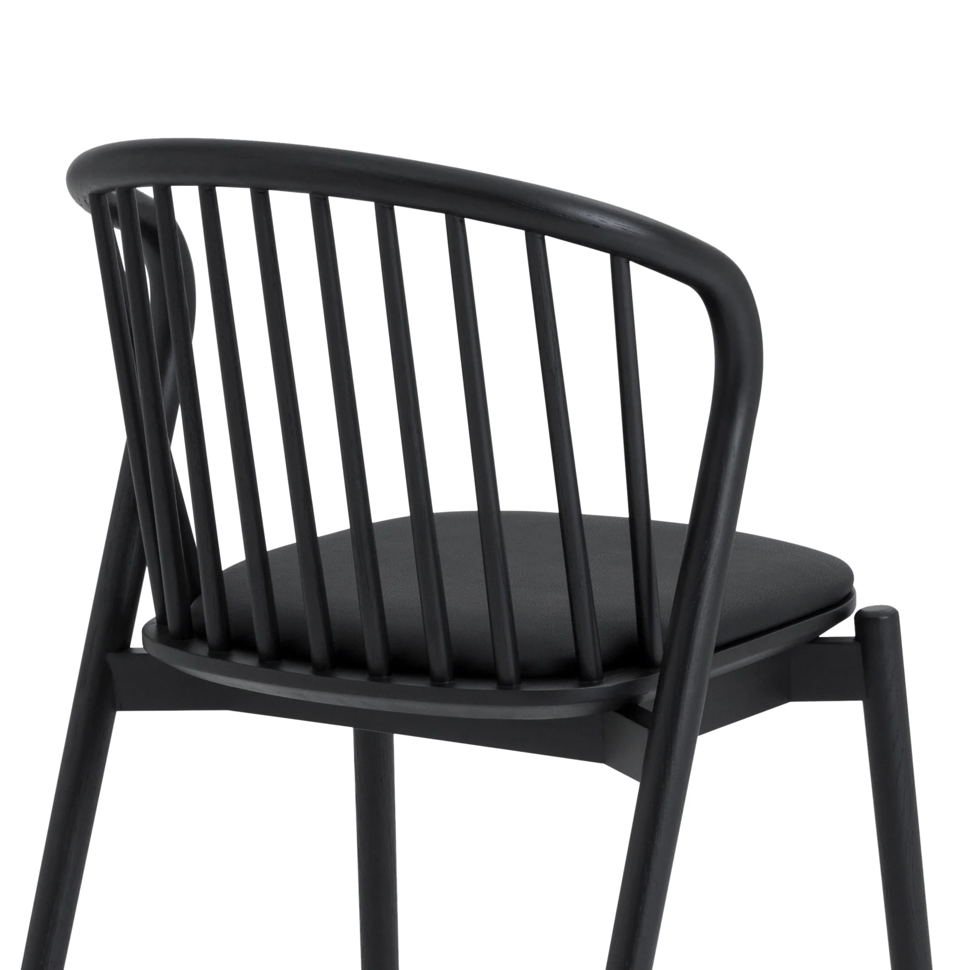 Pasadena Echo 7 Piece Oval Dining Set in Black Oak Finish with Black Faux Leather By Armen Living - Image 11