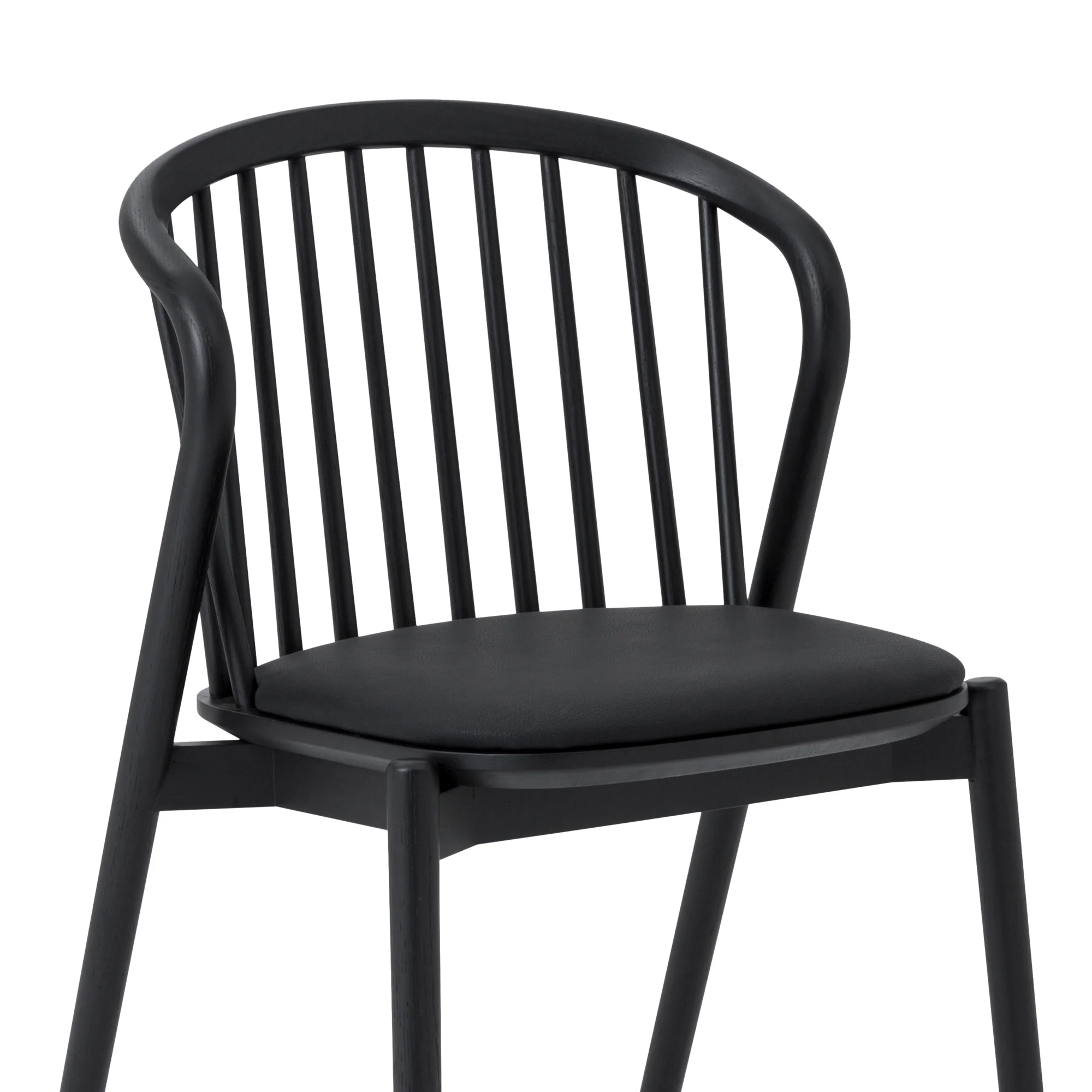 Pasadena Echo 7 Piece Oval Dining Set in Black Oak Finish with Black Faux Leather By Armen Living - Image 7