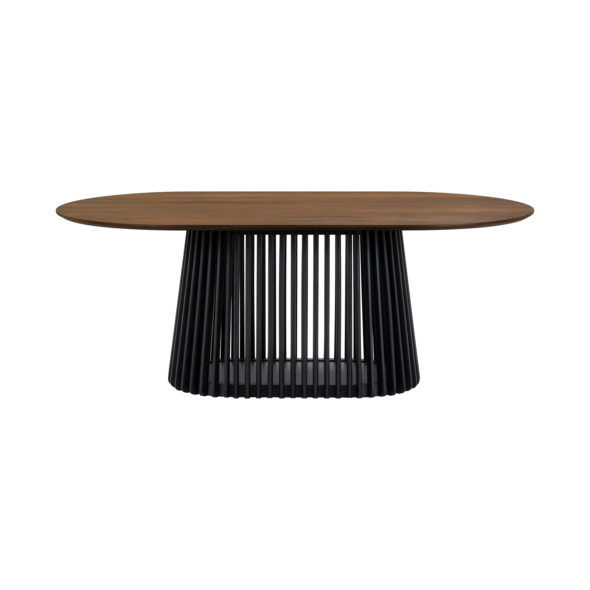 Pasadena Echo 7 Piece Oval Dining Set with Walnut and Black Finish Table and Walnut Finish Chairs By Armen Living - Image 6