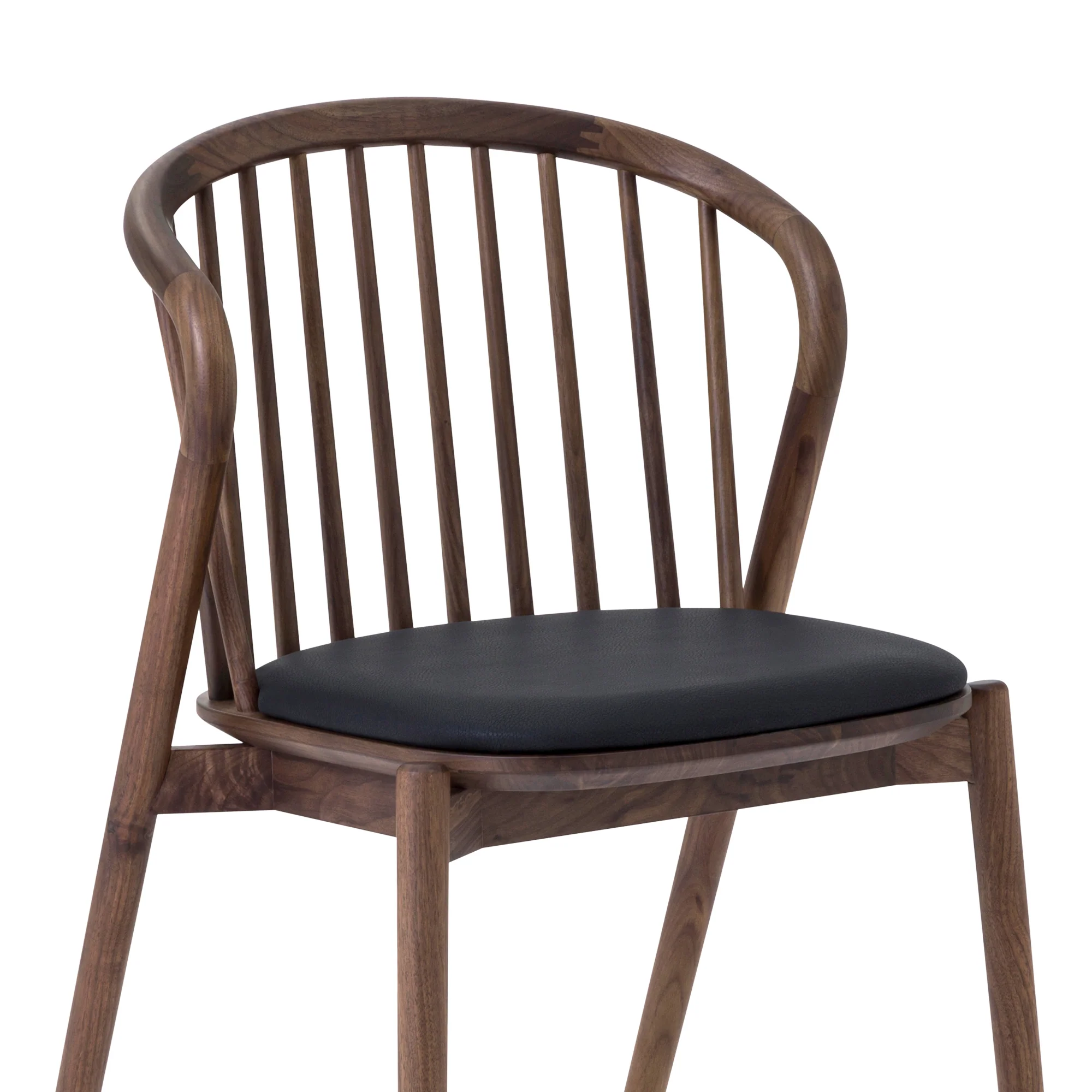 Pasadena Echo 7 Piece Oval Dining Set with Walnut and Black Finish Table and Walnut Finish Chairs By Armen Living - Image 7