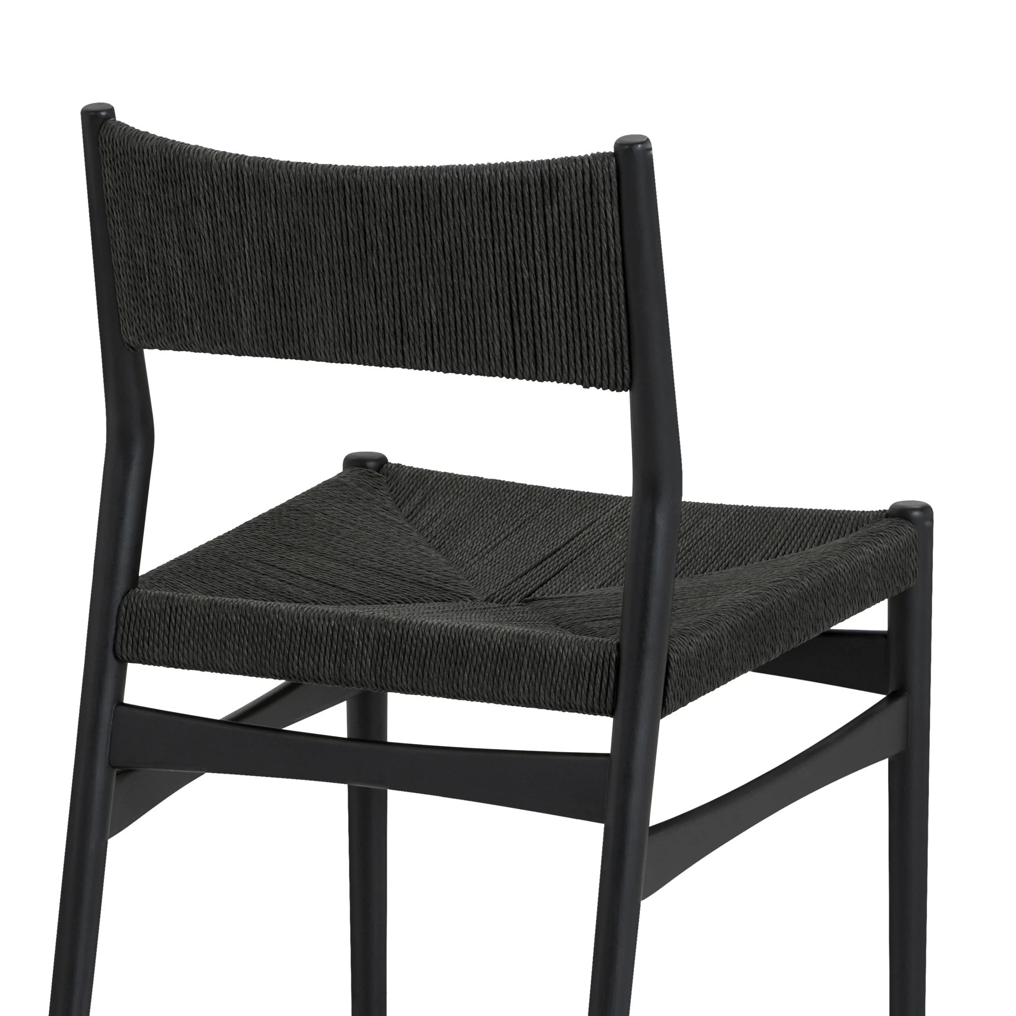 Pasadena Erie 5 Piece Oval Dining Set in Black Oak Finish with Black Paper Cord Chairs By Armen Living - Image 11