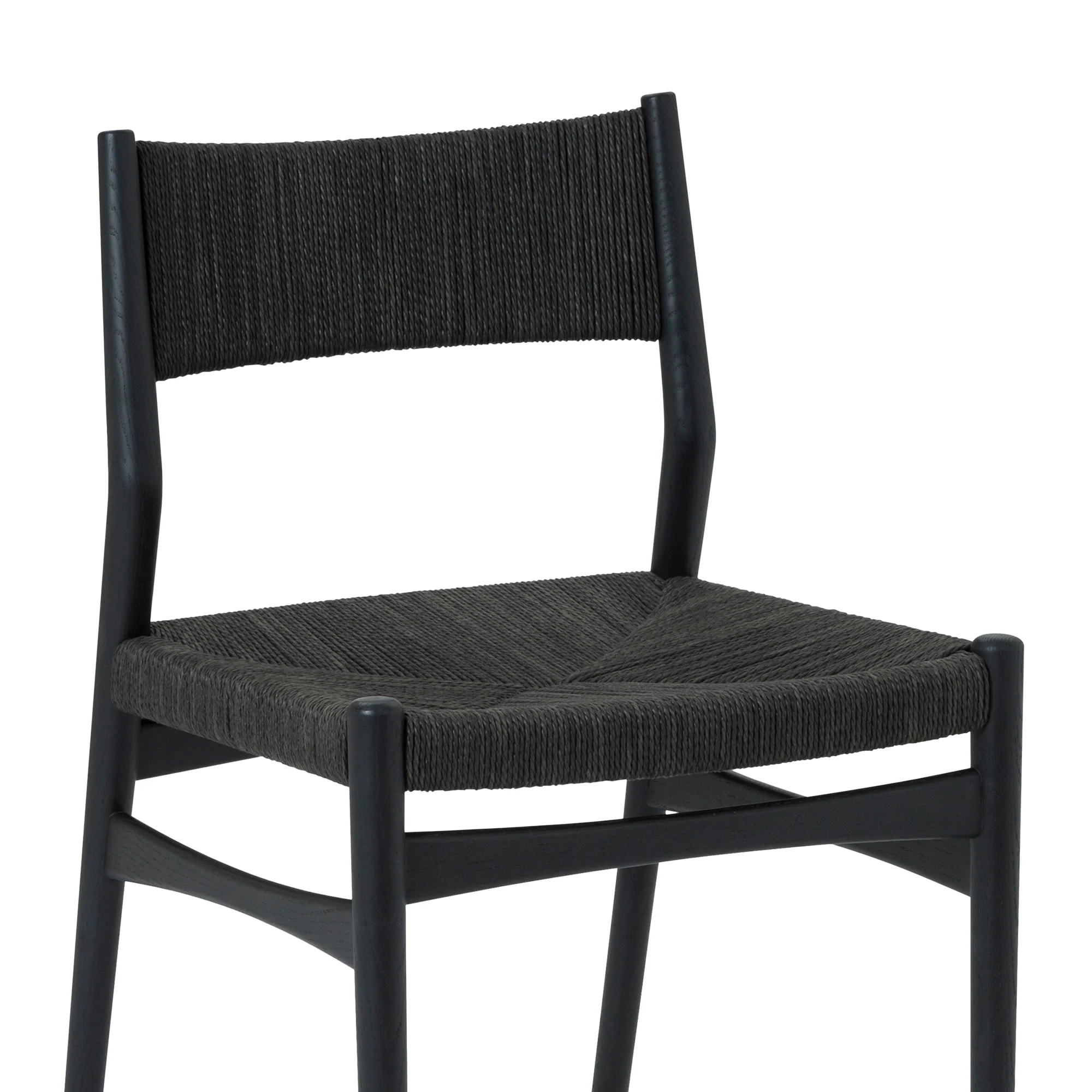 Pasadena Erie 5 Piece Oval Dining Set in Black Oak Finish with Black Paper Cord Chairs By Armen Living - Image 7