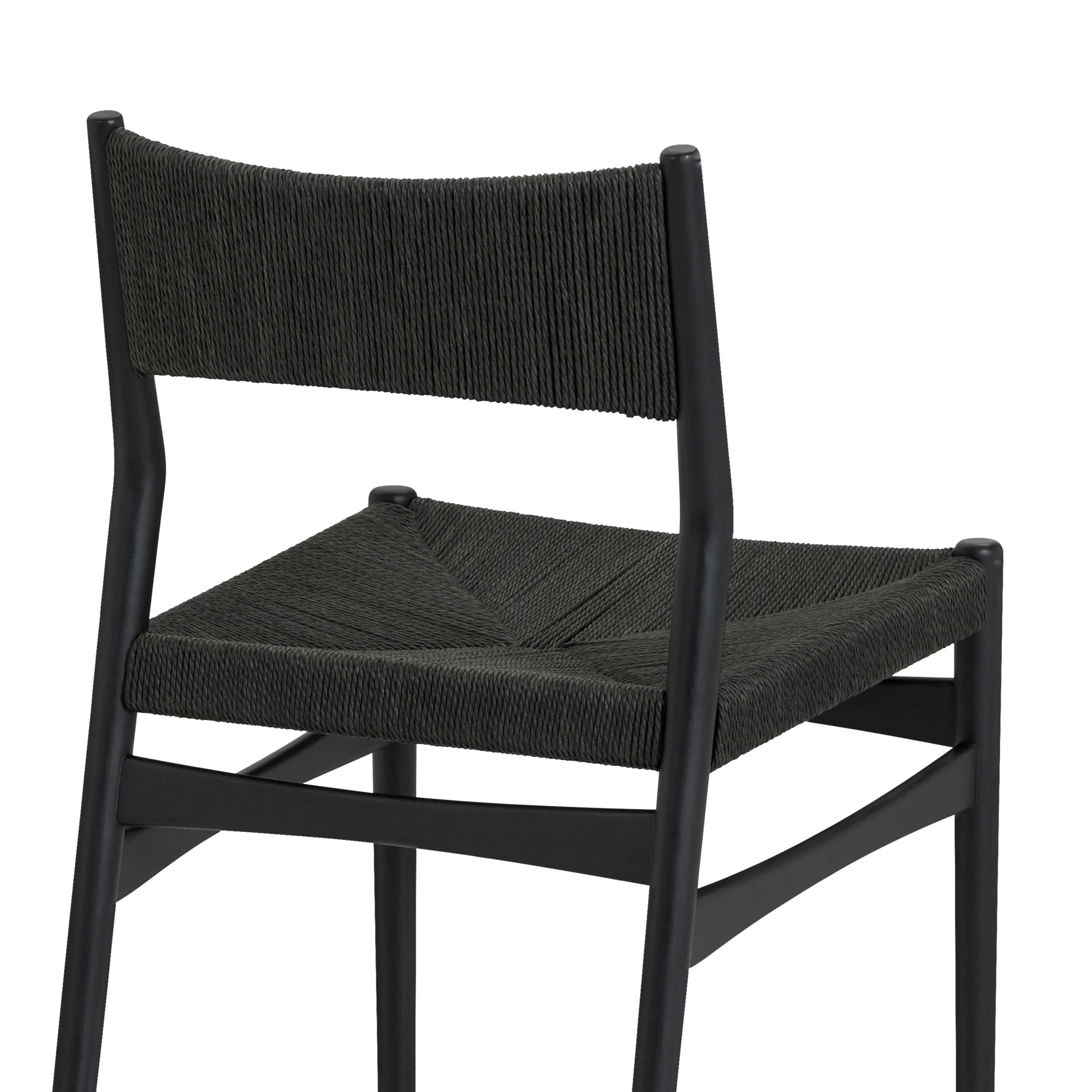 Pasadena Erie 5 Piece Round Dining Set in Natural Oak Finish with Black Paper Cord Chairs By Armen Living - Image 7
