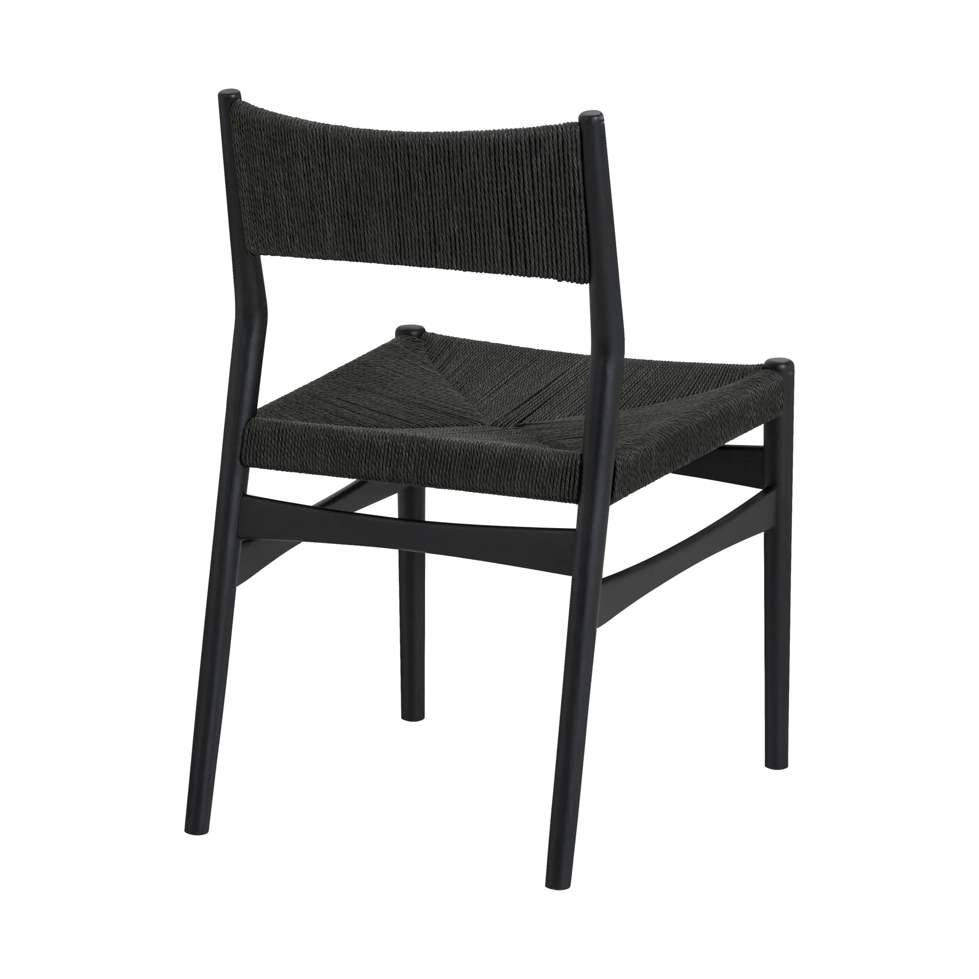 Pasadena Erie 5 Piece Round Dining Set in Walnut and Black Finish with Paper Cord Chairs By Armen Living - Image 4