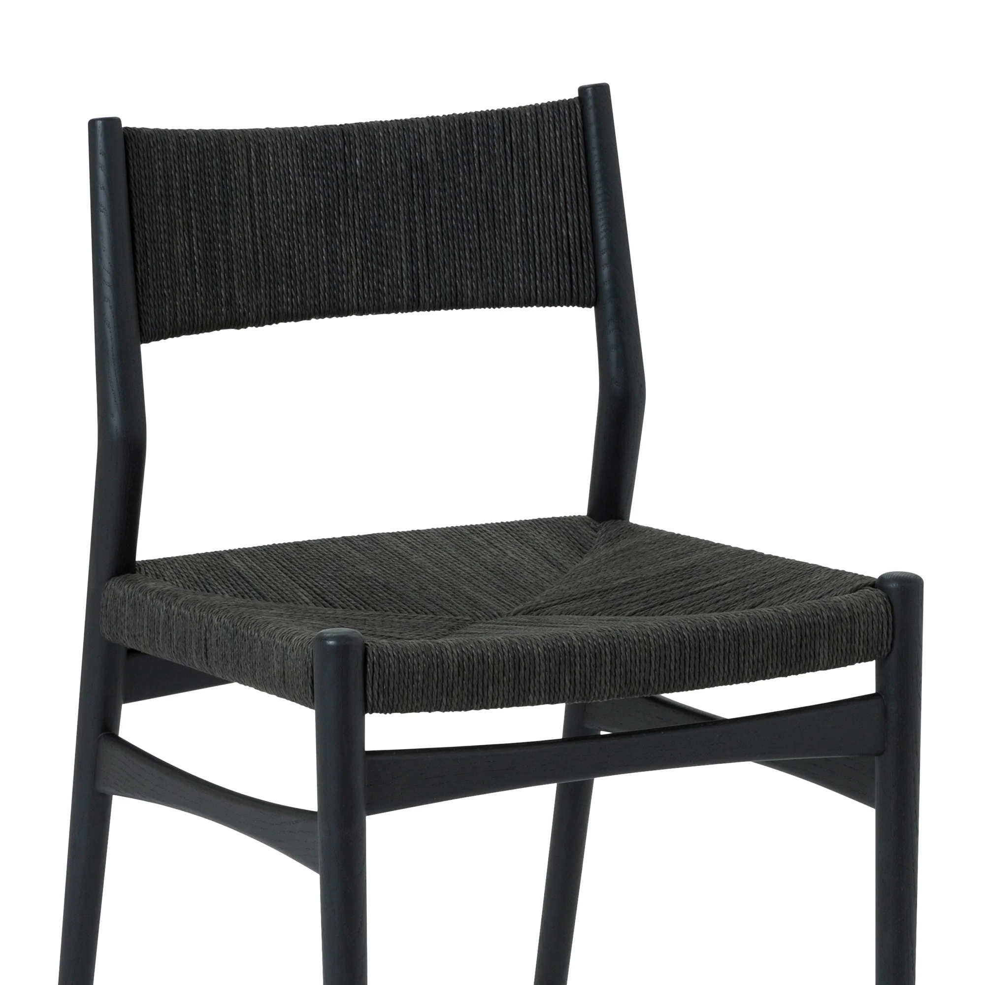 Pasadena Erie 5 Piece Round Dining Set in Walnut and Black Finish with Paper Cord Chairs By Armen Living - Image 6