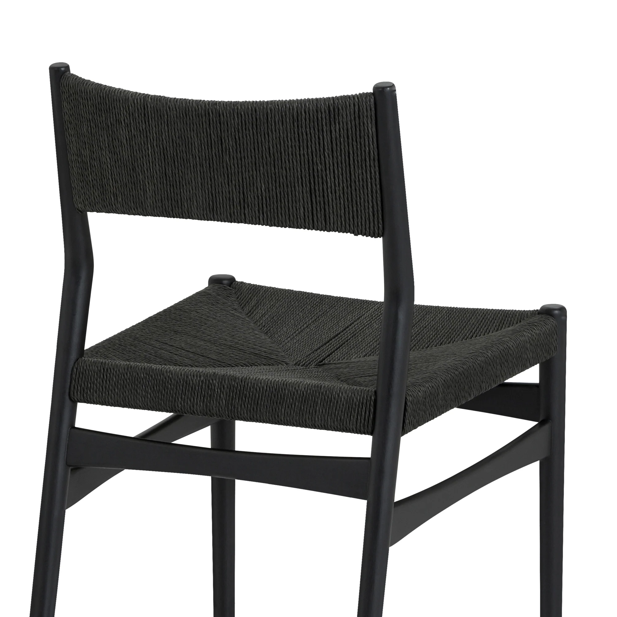 Pasadena Erie 5 Piece Round Dining Set in Walnut and Black Finish with Paper Cord Chairs By Armen Living - Image 7