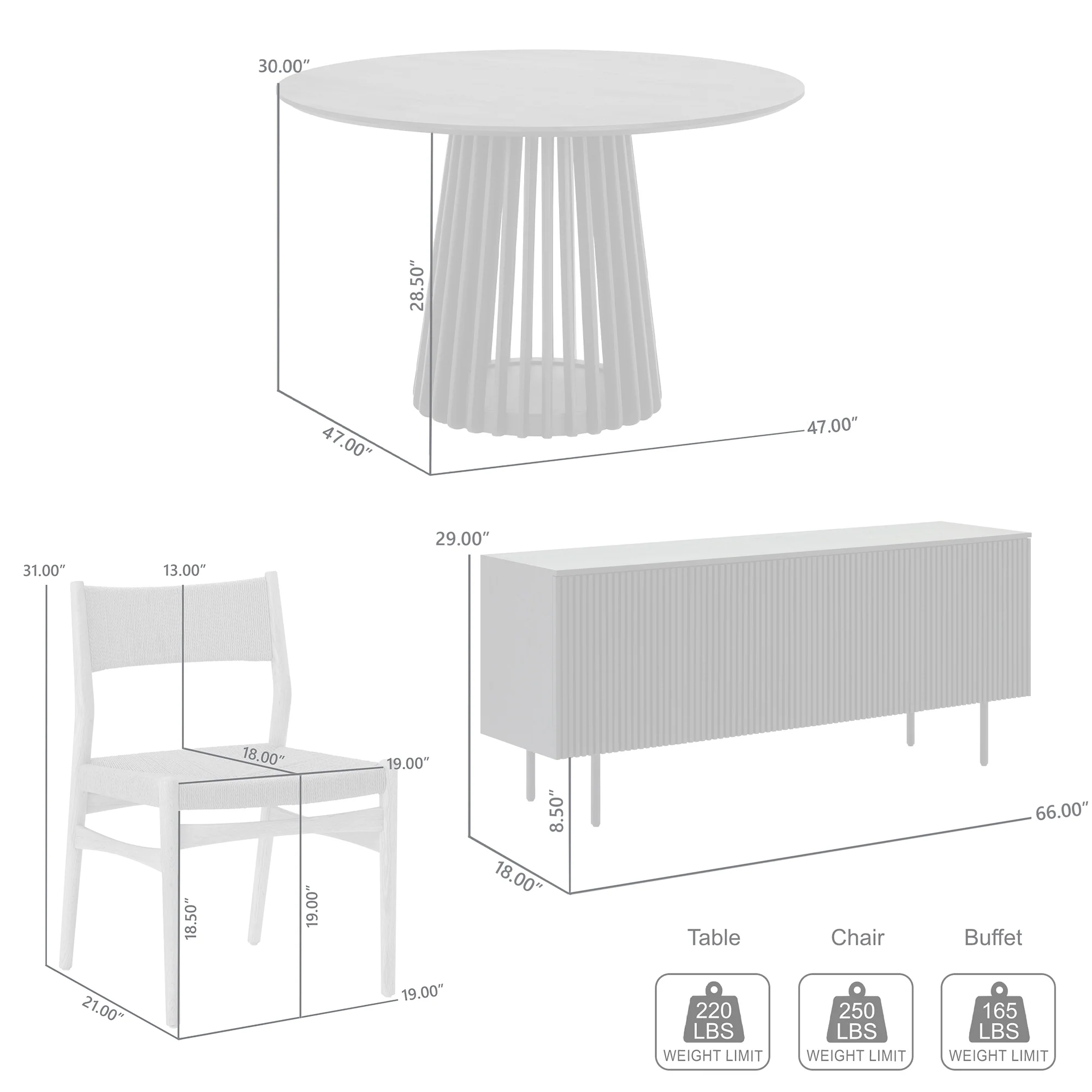 Pasadena Erie 6 Piece Round Dining Set with Buffet and Paper Cord Chairs in Black Finish with Walnut Finish Table Top By Armen Living - Image 10