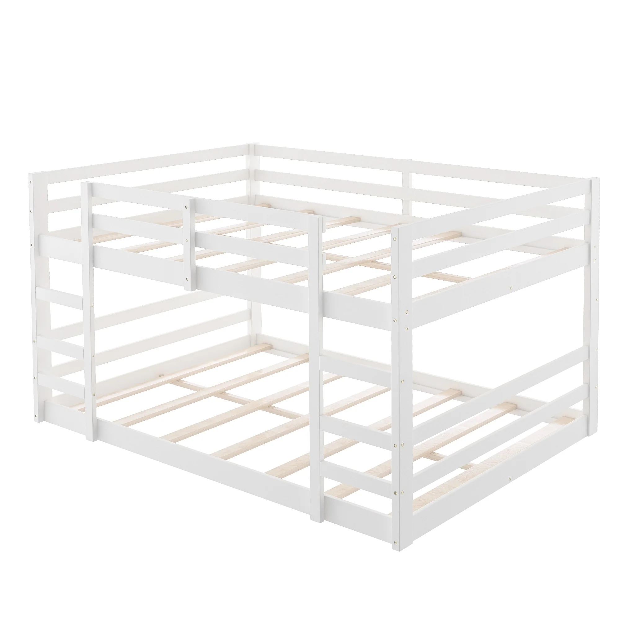 Pastel Gray Full Over Full Dual Ladder Bunk Bed By Homeroots - Image 13