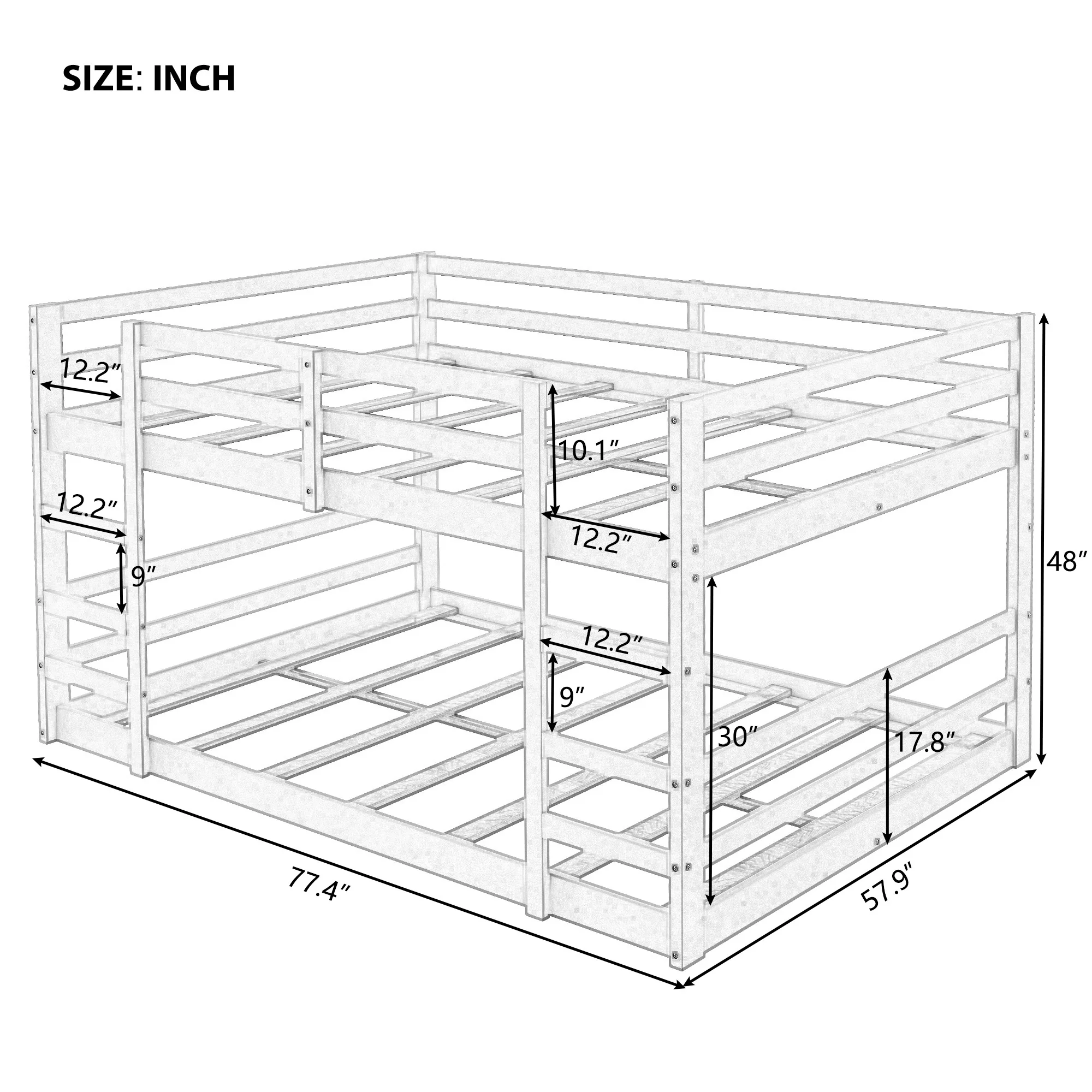 Pastel Gray Full Over Full Dual Ladder Bunk Bed By Homeroots - Image 17