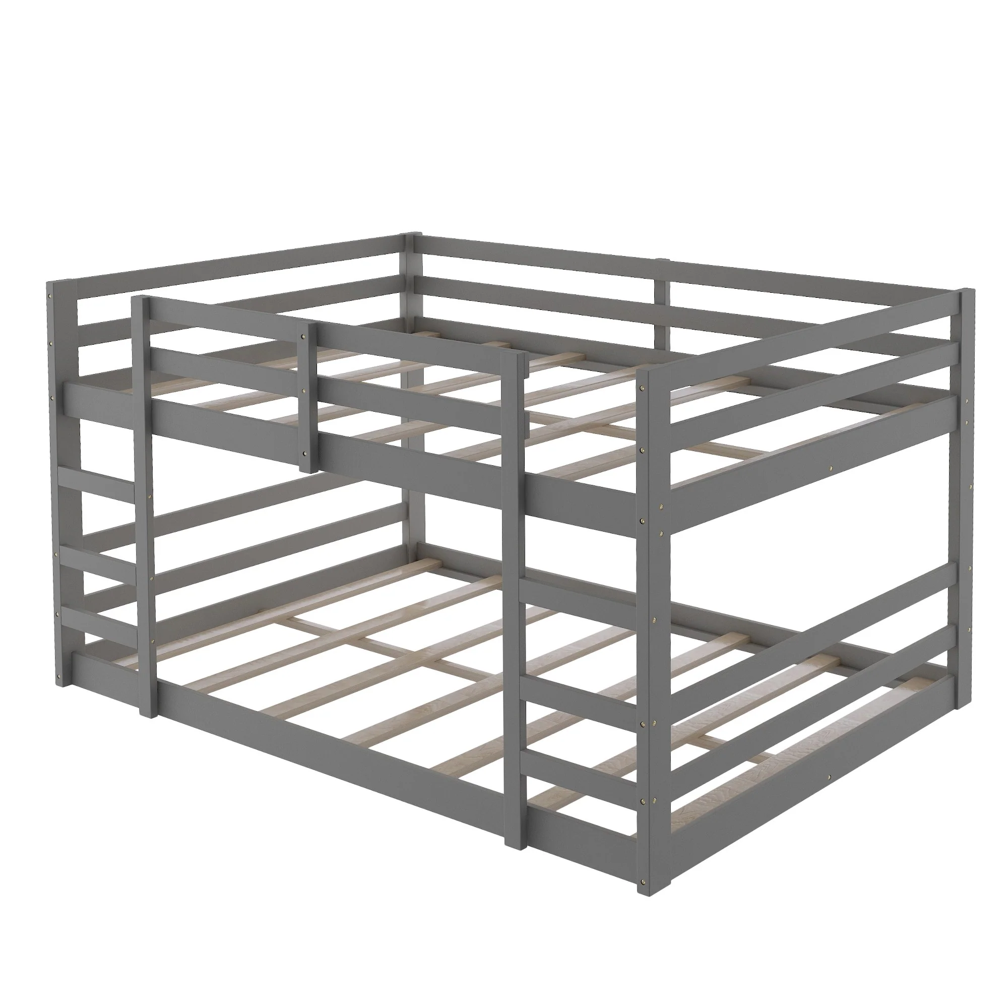 Pastel Gray Full Over Full Dual Ladder Bunk Bed By Homeroots - Image 4