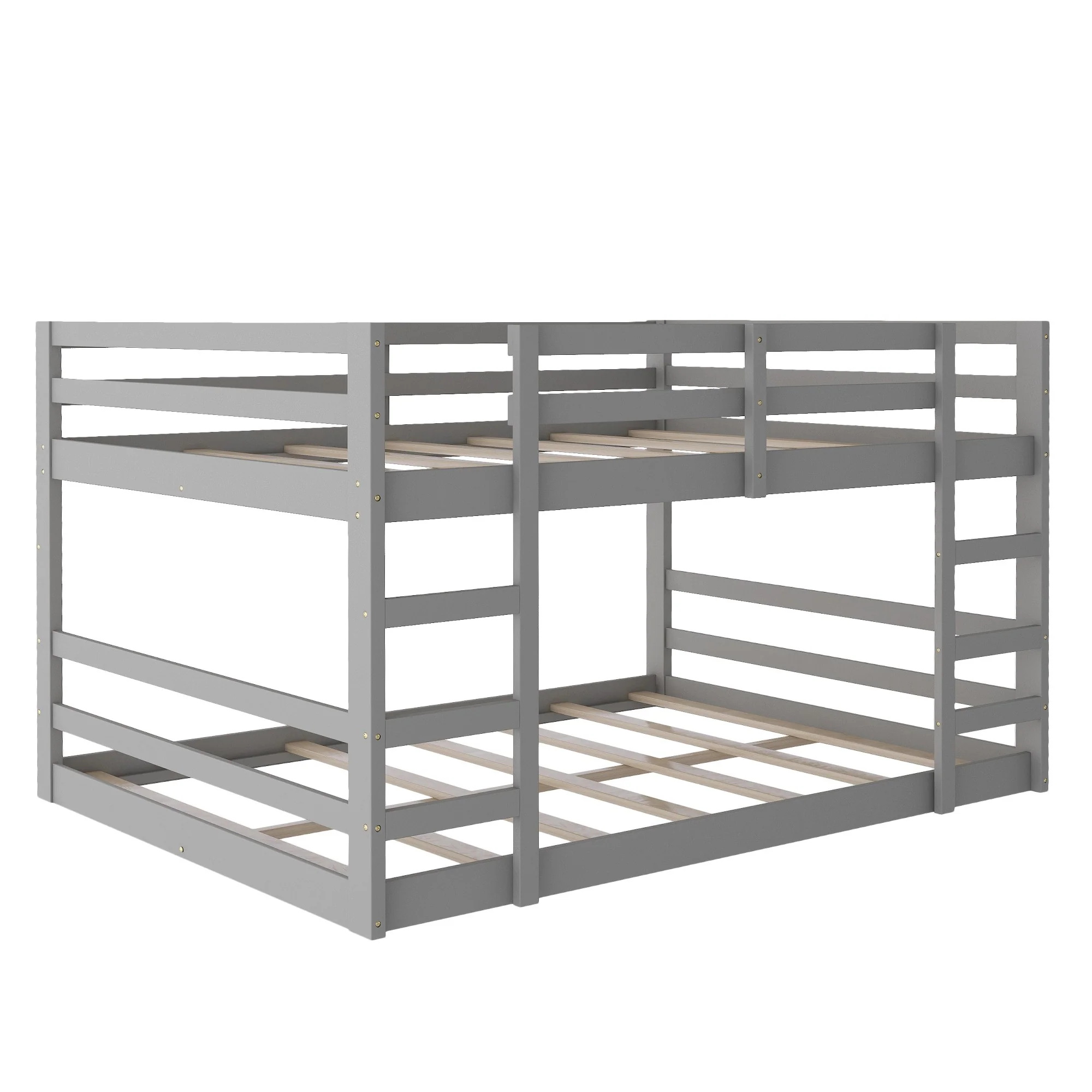Pastel Gray Full Over Full Dual Ladder Bunk Bed By Homeroots - Image 6