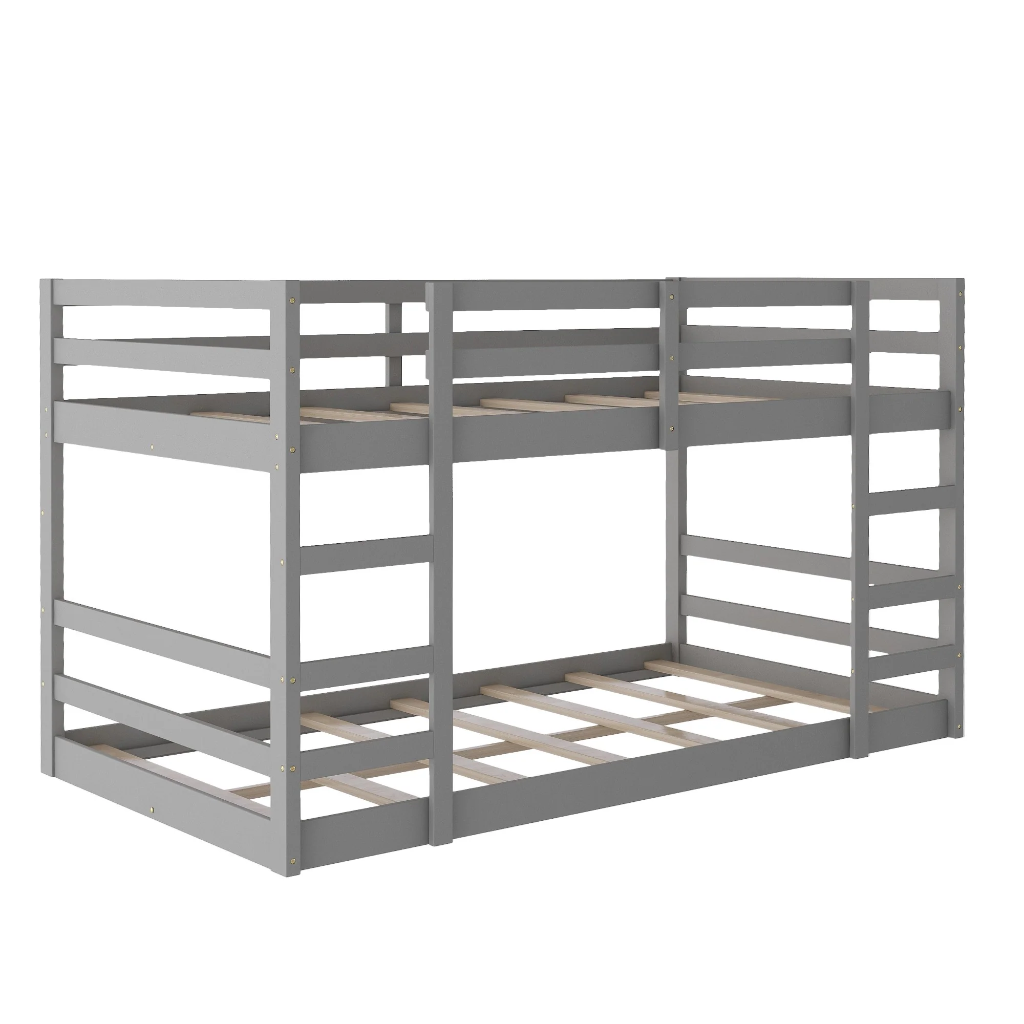 Pastel Gray Twin Over Twin Dual Ladder Bunk Bed By Homeroots - Image 6