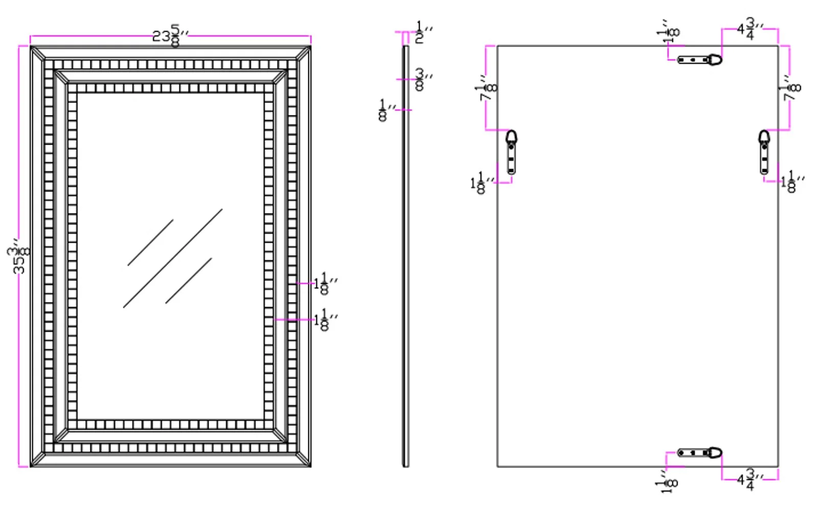 Pastel Pink Mosaic Tiled Mirror By Homeroots - Image 3