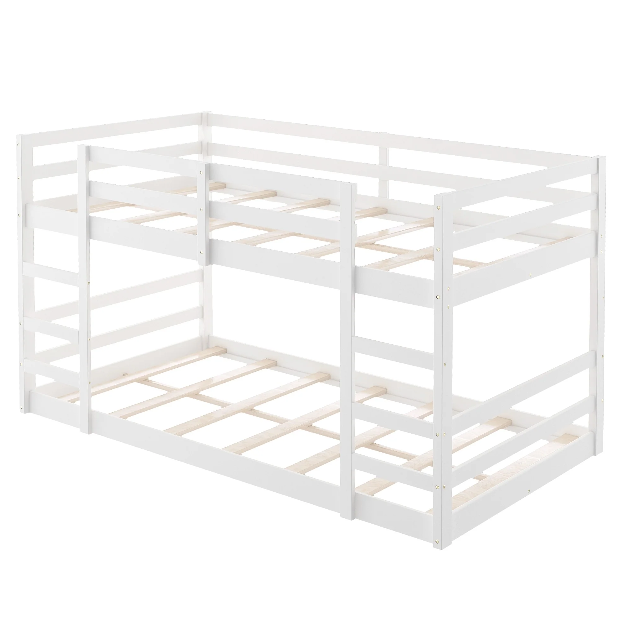 Pastel White Twin Over Twin Dual Ladder Bunk Bed By Homeroots - Image 4