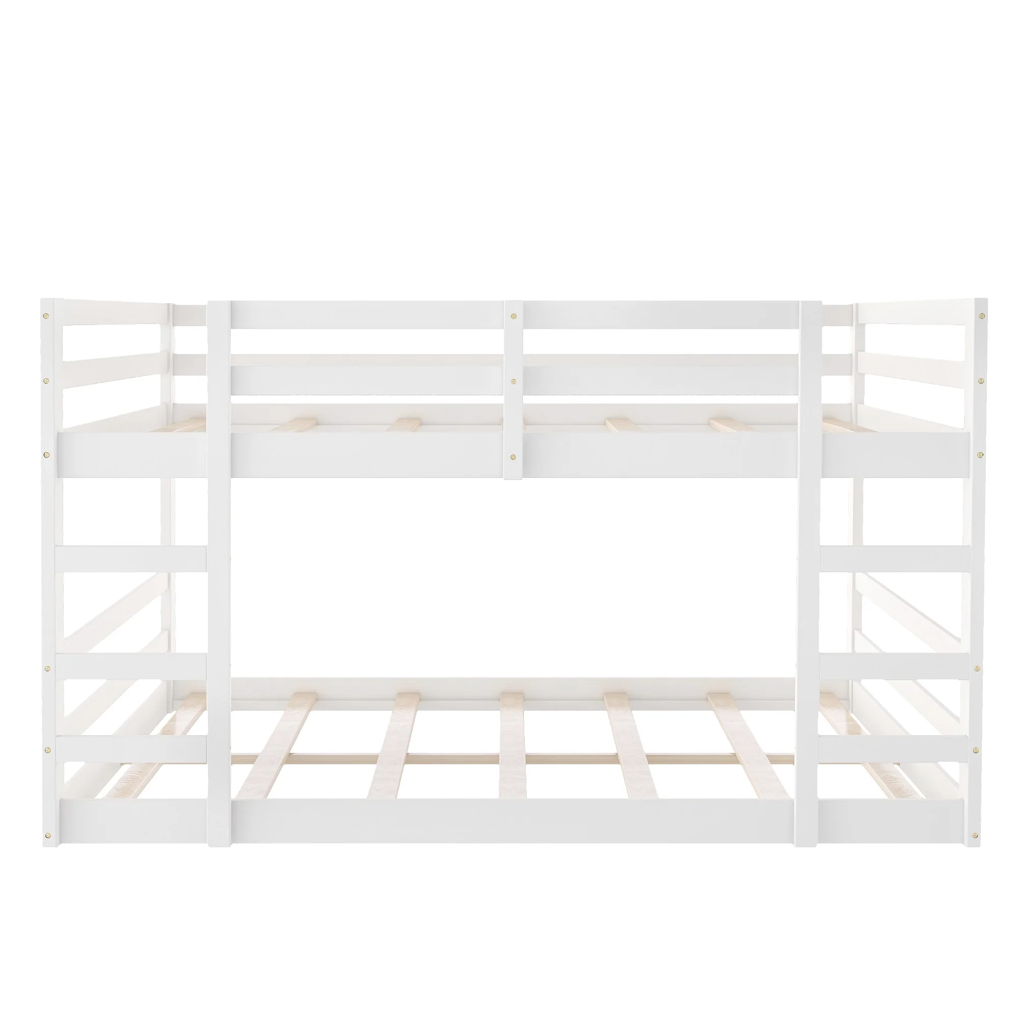 Pastel White Twin Over Twin Dual Ladder Bunk Bed By Homeroots - Image 5