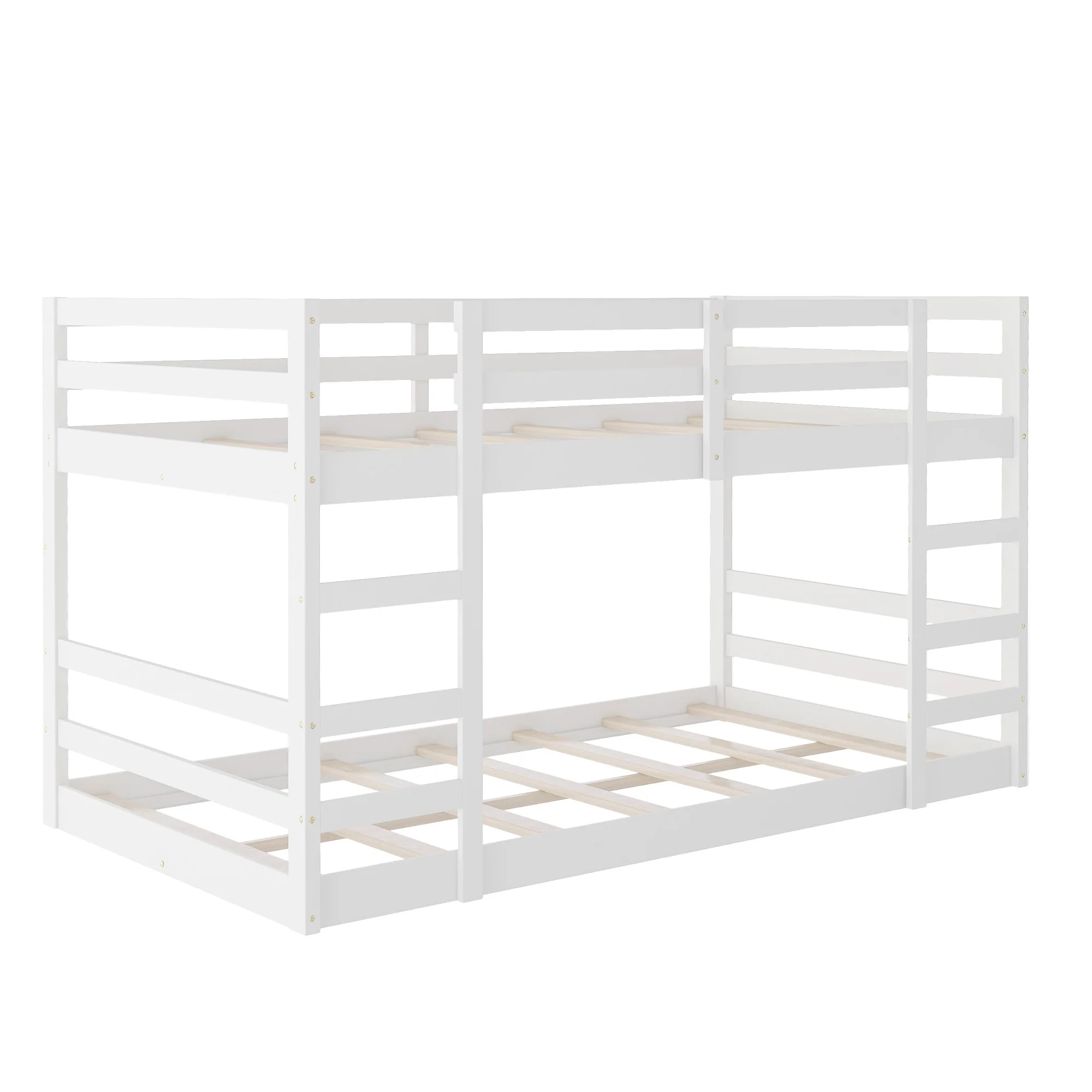 Pastel White Twin Over Twin Dual Ladder Bunk Bed By Homeroots - Image 6
