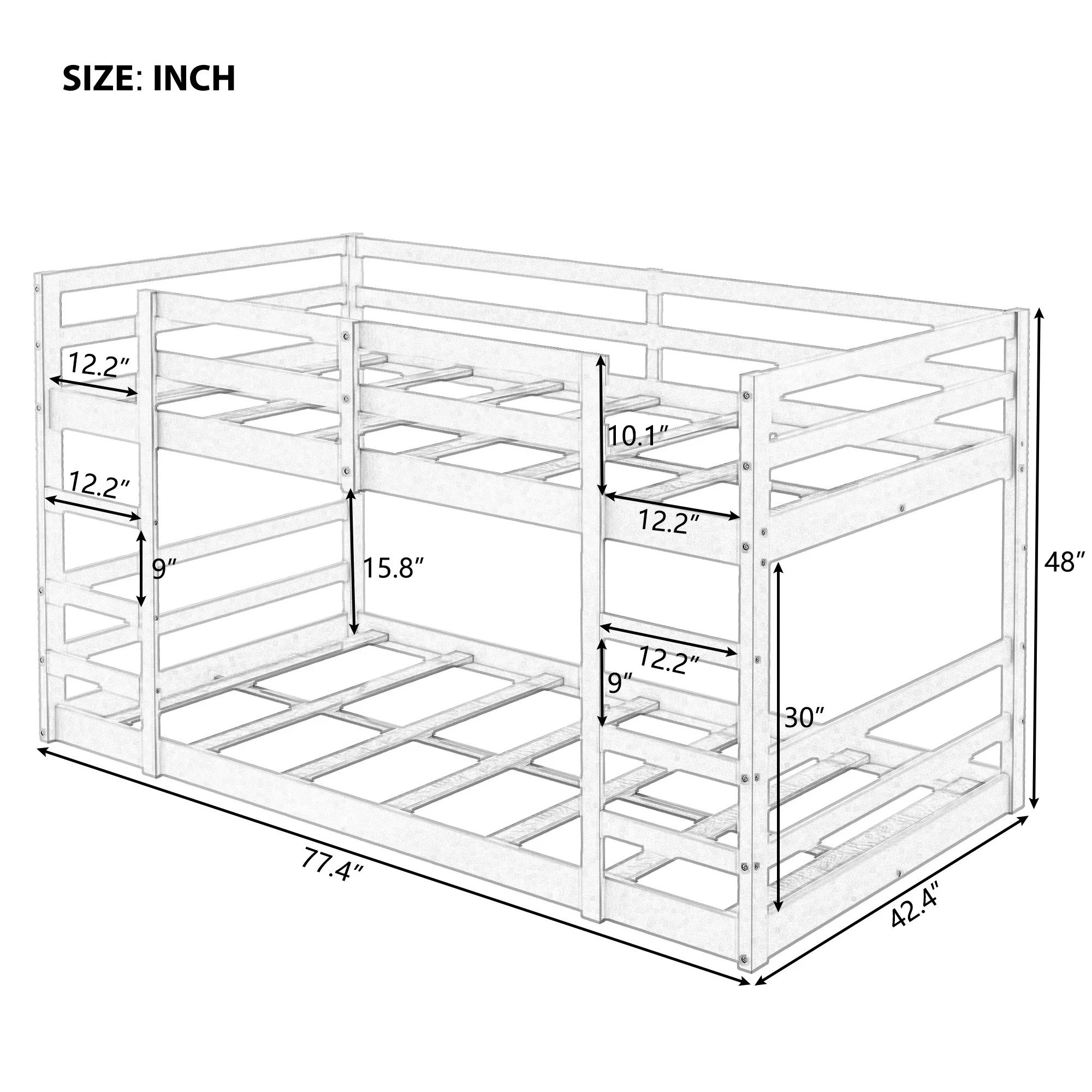 Pastel White Twin Over Twin Dual Ladder Bunk Bed By Homeroots - Image 7