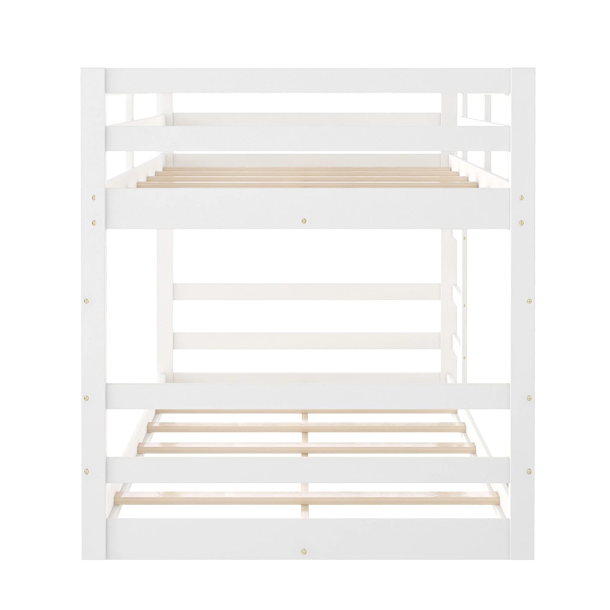 Pastel White Twin Over Twin Dual Ladder Bunk Bed By Homeroots - Image 8