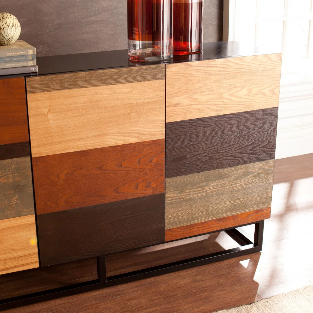 Patch Mid Century Mod Color Block Three Door Accent Cabinet By Homeroots - Image 2