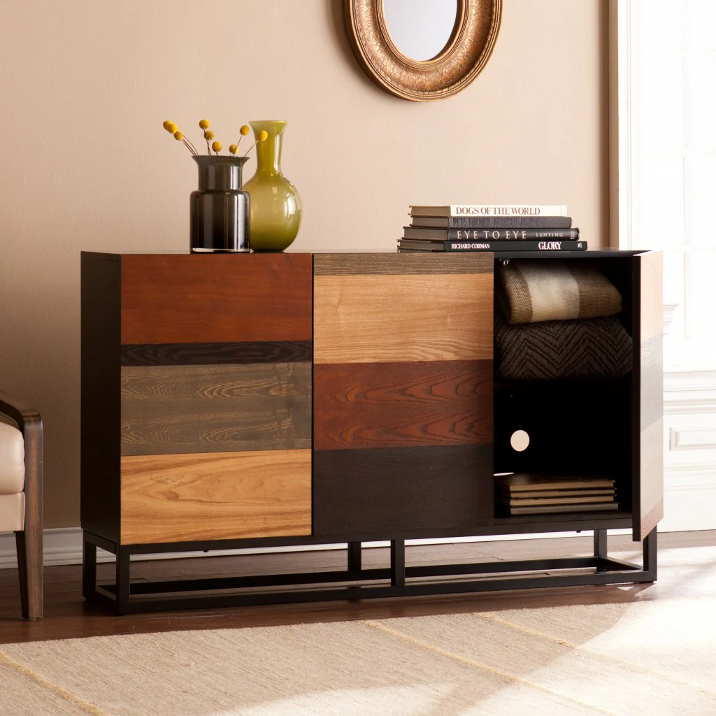 Patch Mid Century Mod Color Block Three Door Accent Cabinet By Homeroots - Image 3