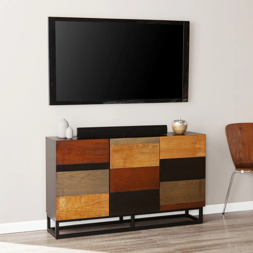 Patch Mid Century Mod Color Block Three Door Accent Cabinet By Homeroots - Image 7
