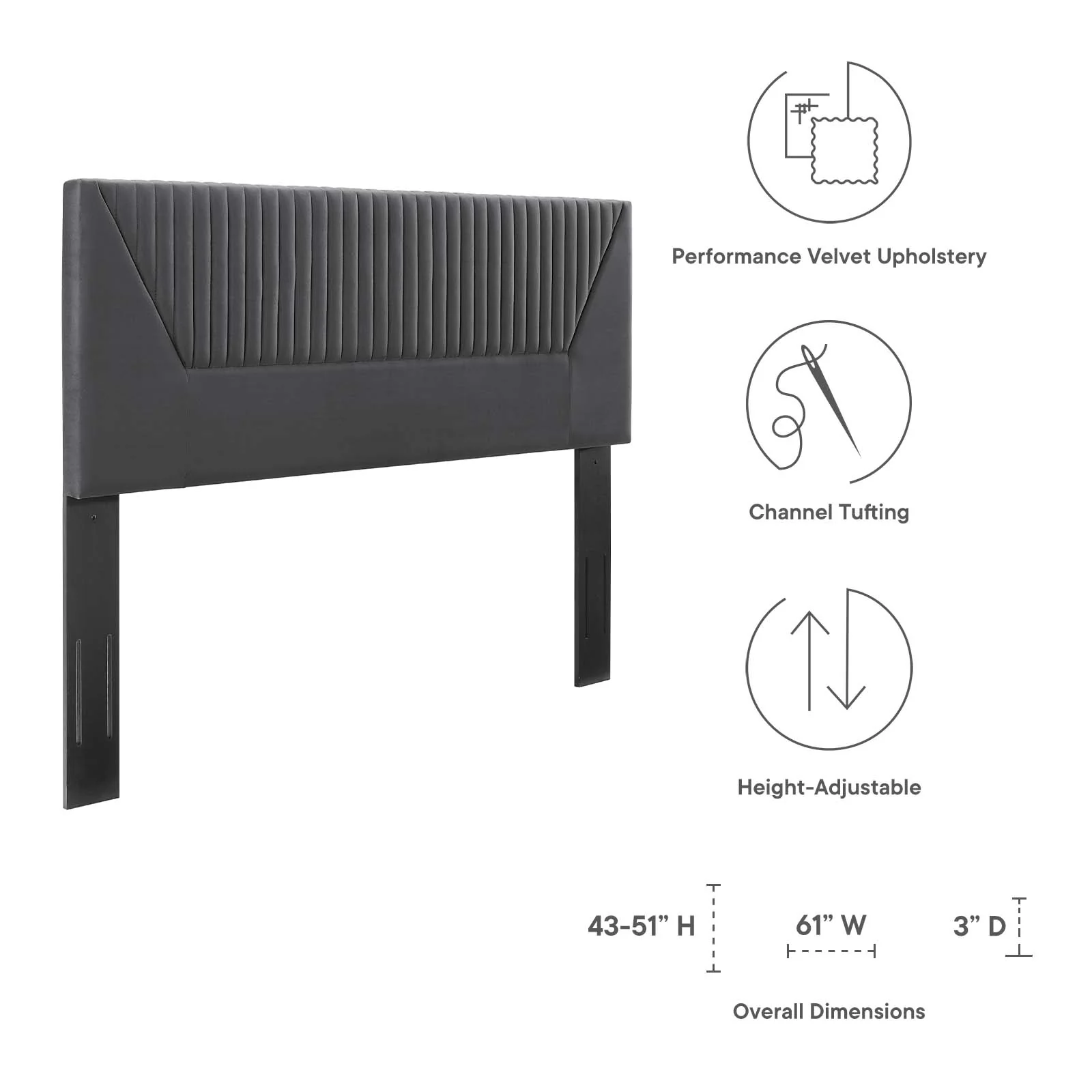 Patience Channel Tufted Performance Velvet Twin Headboard By Modway - MOD-6667 - Image 6