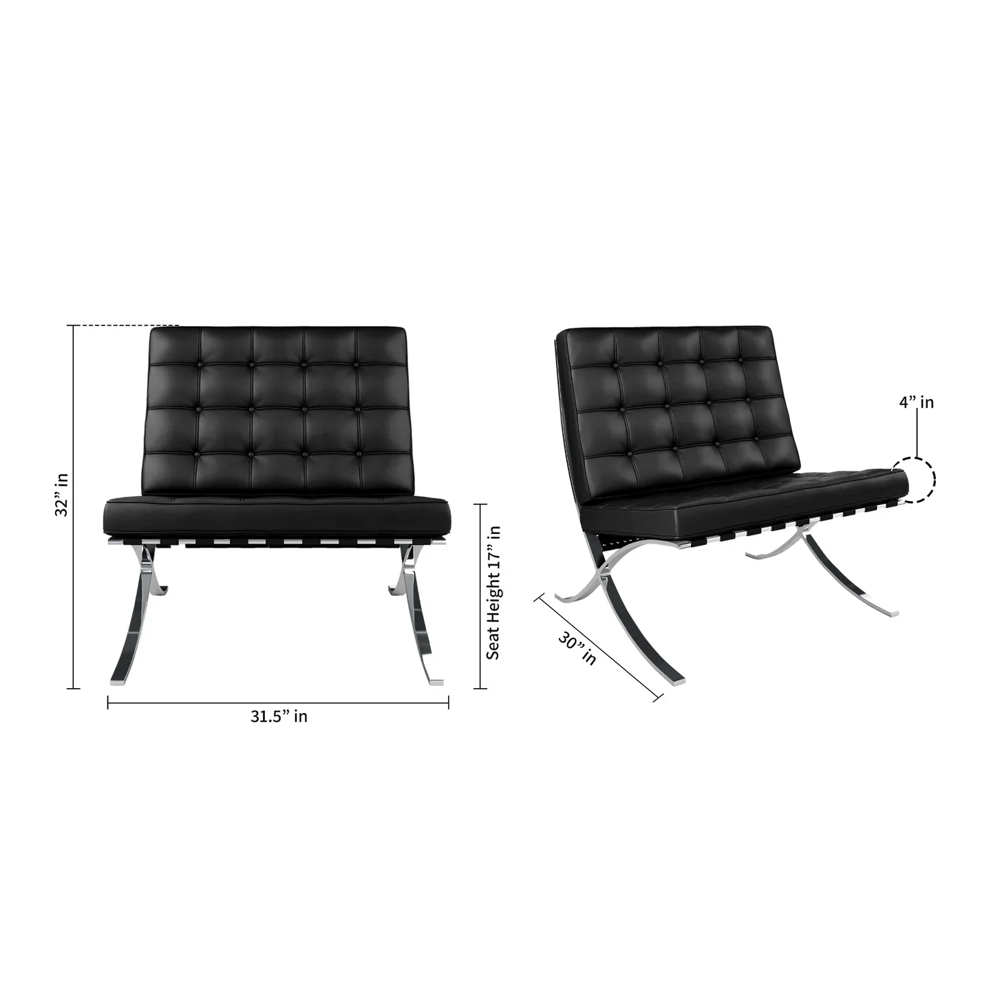 Pavilion Lounge Chair, Black Leather By World Modern Design - Image 2