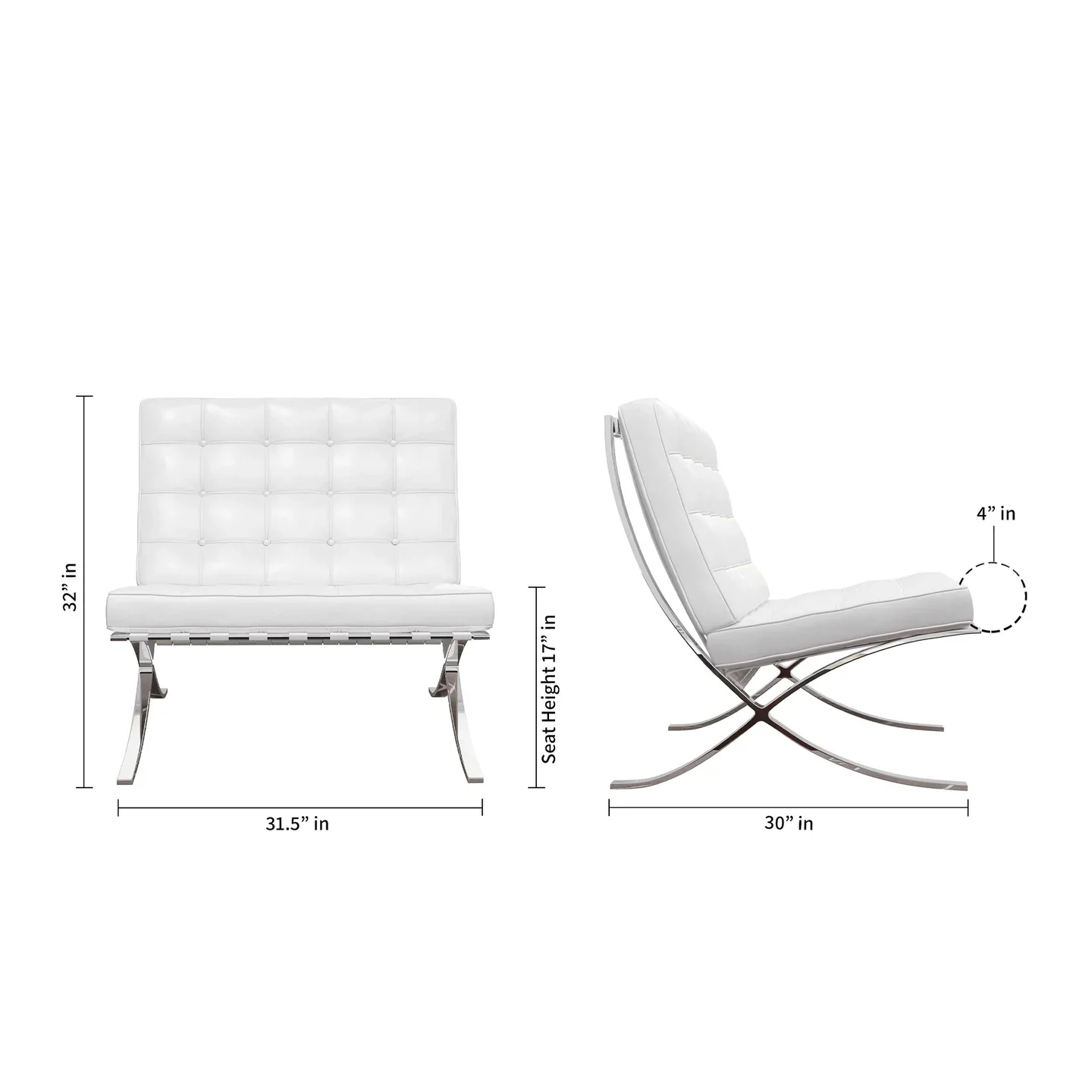 Pavilion Lounge Chair, White Leather By World Modern Design - Image 2