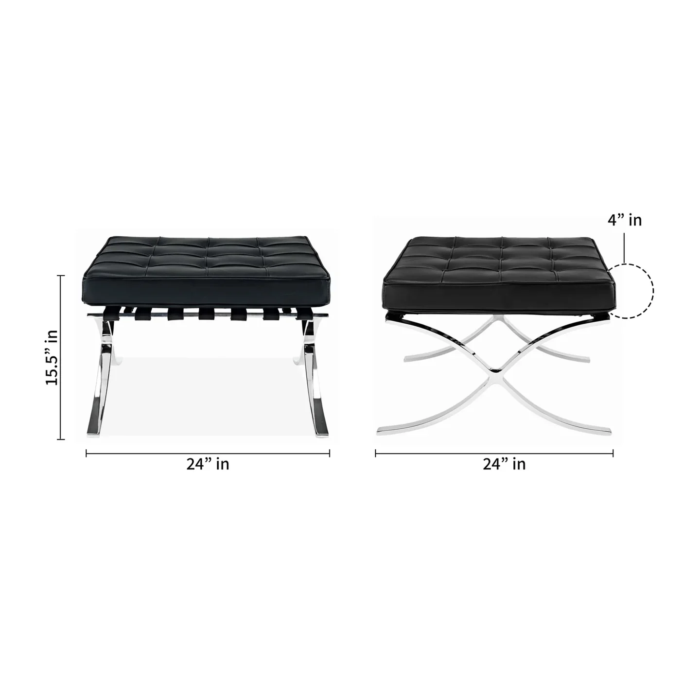 Pavilion Stool, Black Leather By World Modern Design - Image 2