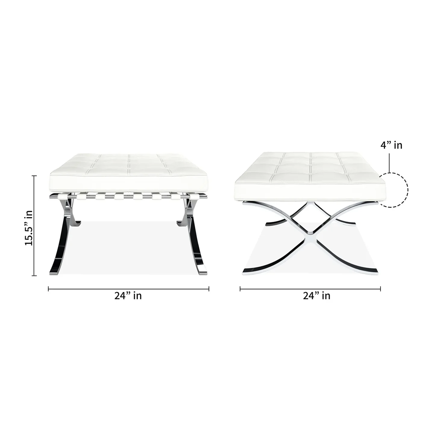 Pavilion Stool, White Leather By World Modern Design - Image 2