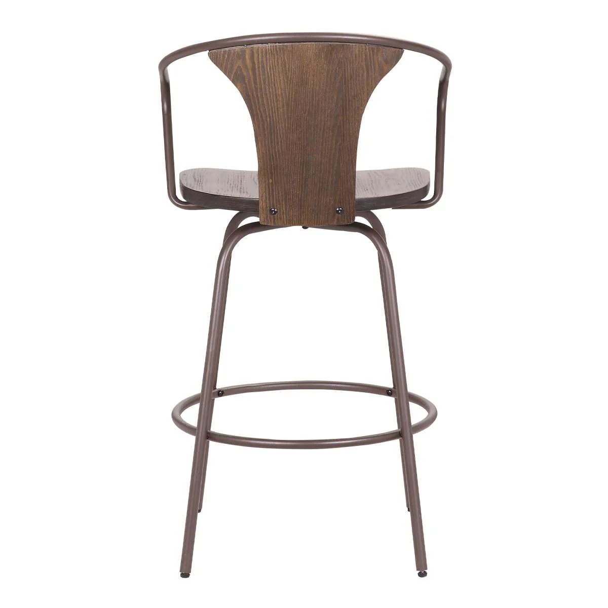 Payton Industrial 26" Swivel Walnut Wood and Metal Bar Stool By Armen Living - Image 5