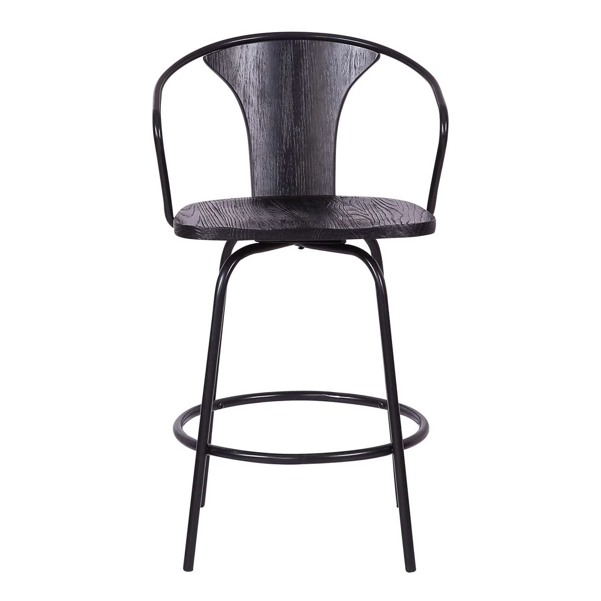 Payton Industrial 30" Swivel Black Wood and Metal Bar Stool By Armen Living - Image 3