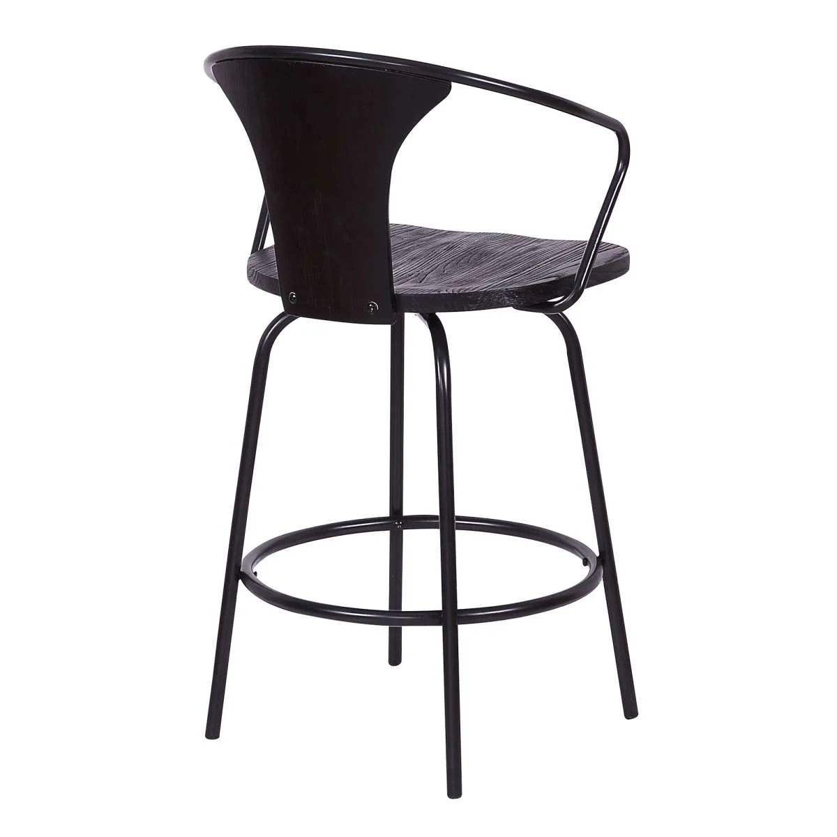 Payton Industrial 30" Swivel Black Wood and Metal Bar Stool By Armen Living - Image 4