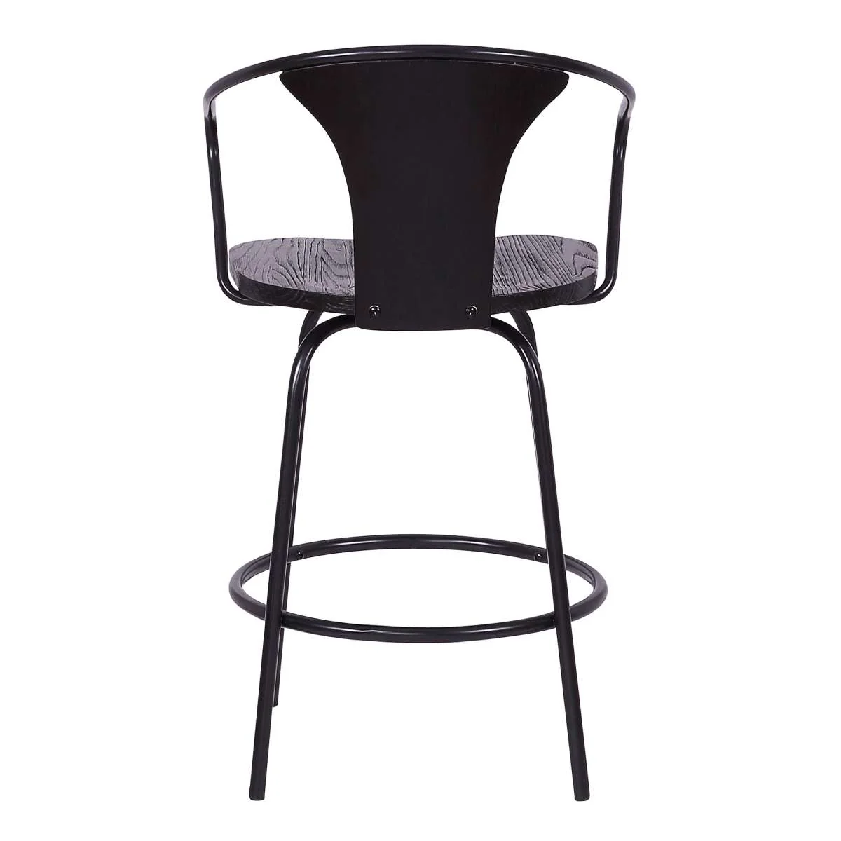 Payton Industrial 30" Swivel Black Wood and Metal Bar Stool By Armen Living - Image 5
