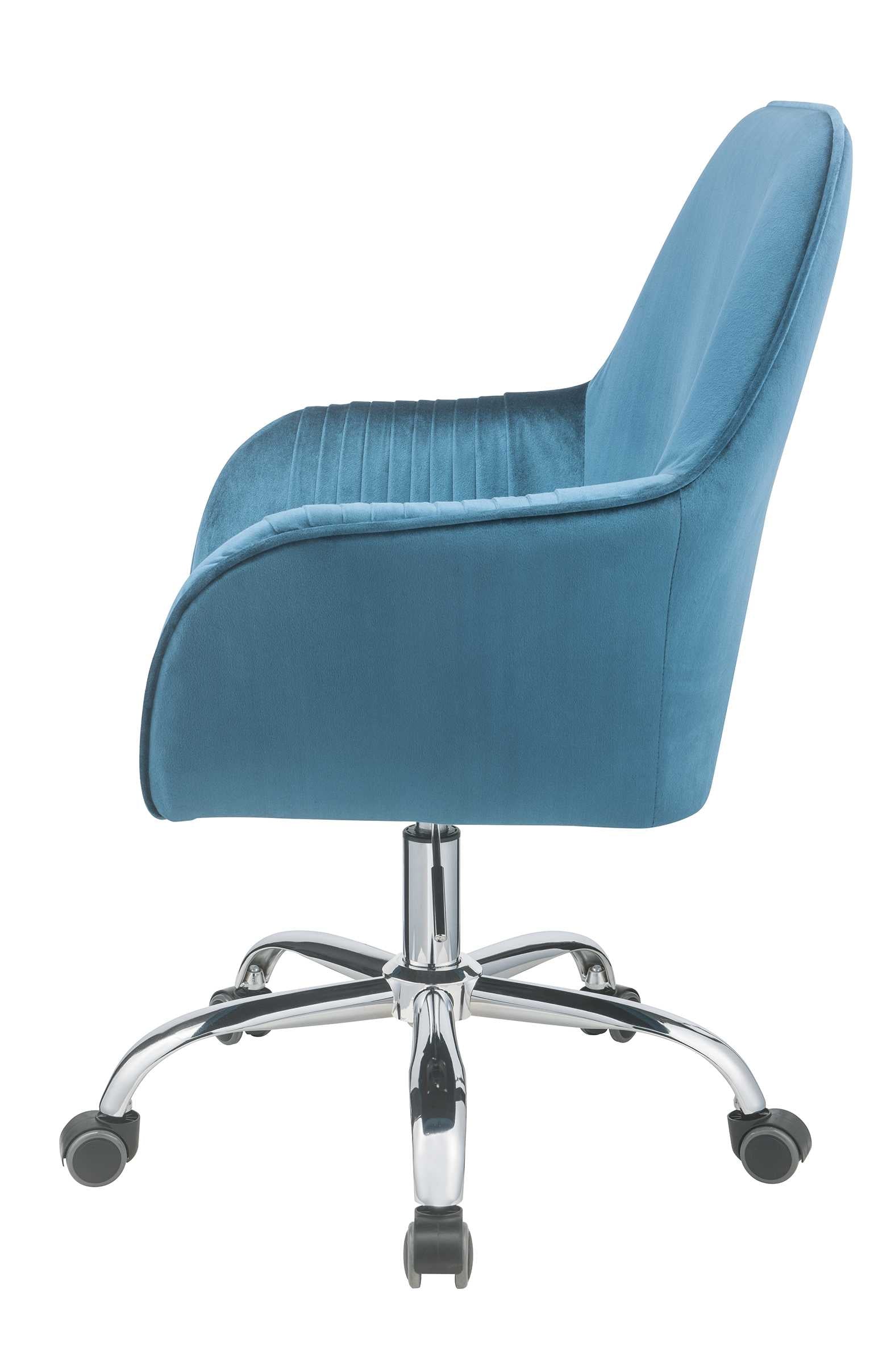 Peacock Velvet Office Chair By Homeroots - Image 3