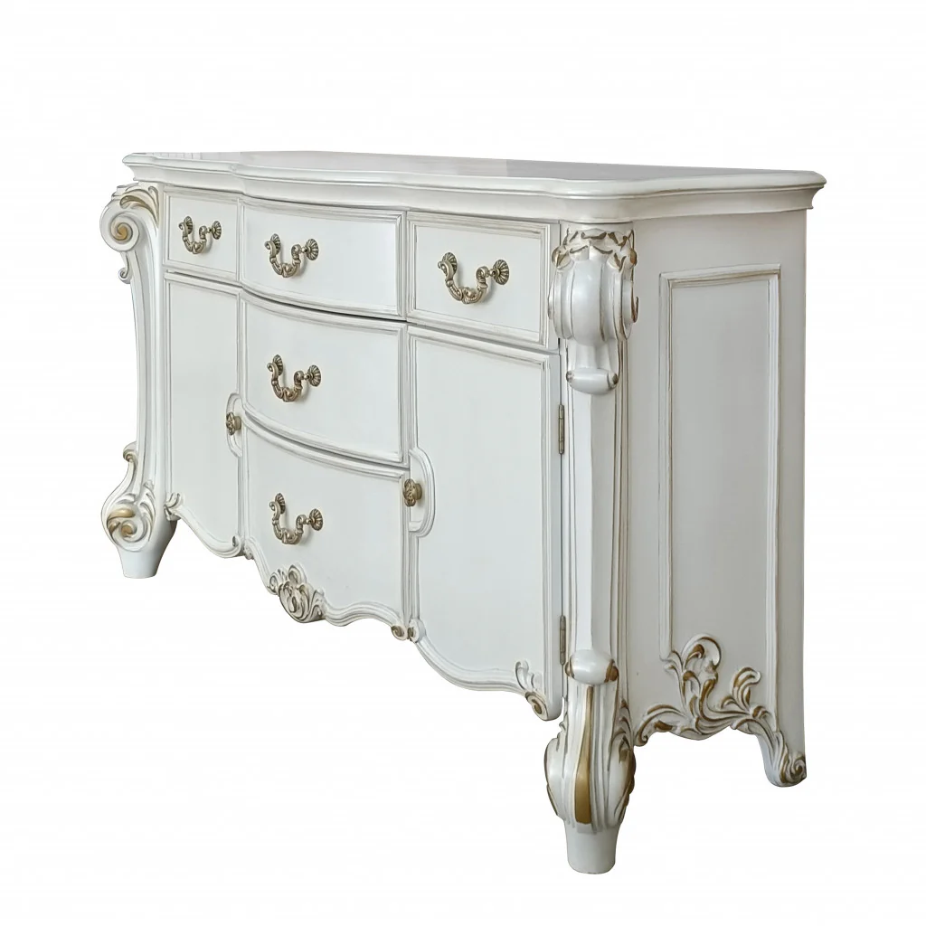 Pearl Solid and Manufactured Wood Five Drawer Triple Dresser By Homeroots - Image 2
