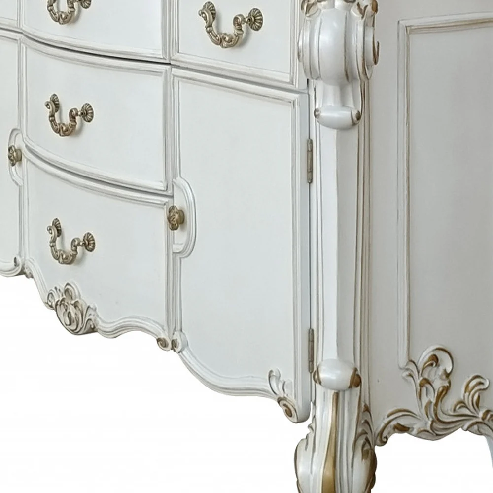 Pearl Solid and Manufactured Wood Five Drawer Triple Dresser By Homeroots - Image 3