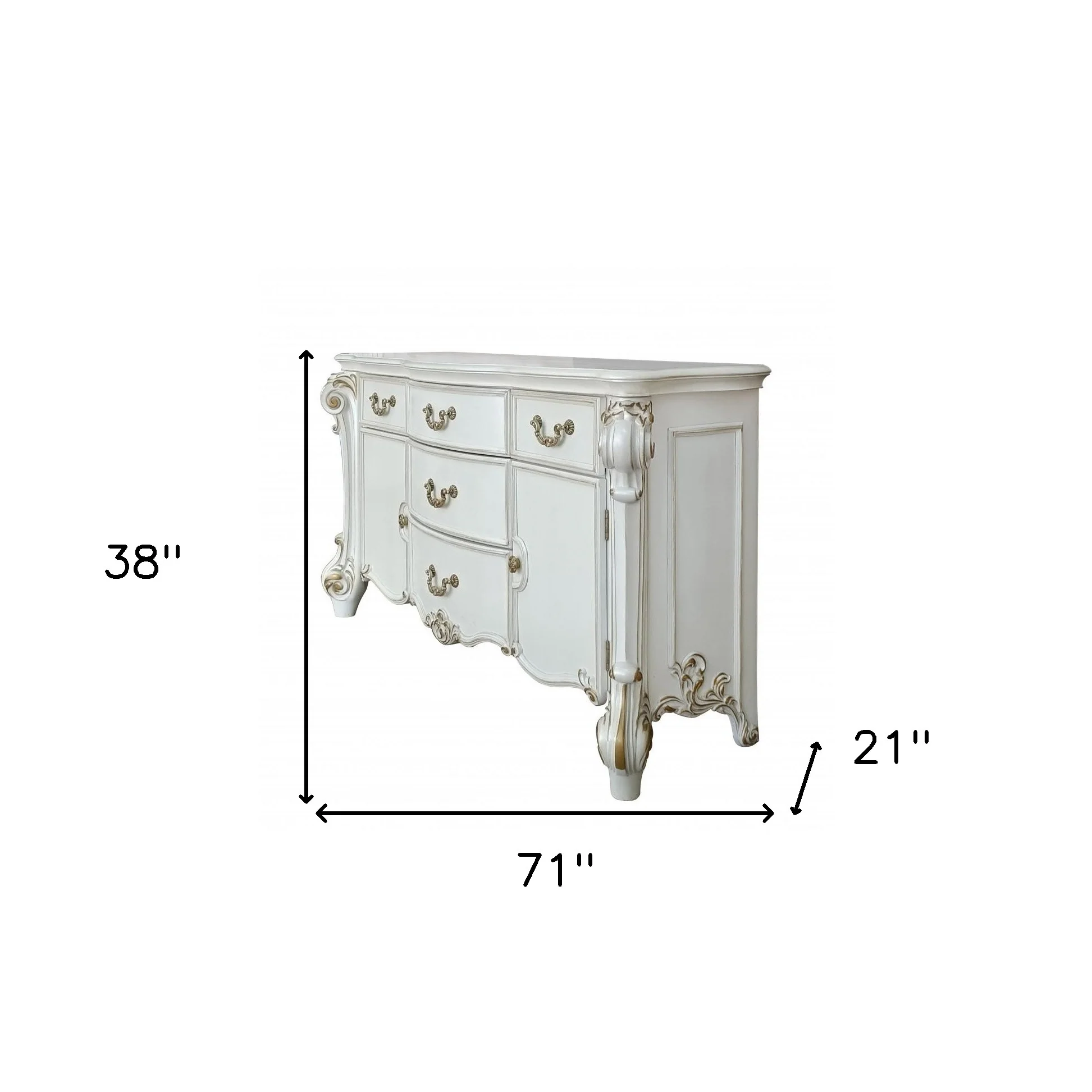 Pearl Solid and Manufactured Wood Five Drawer Triple Dresser By Homeroots - Image 5